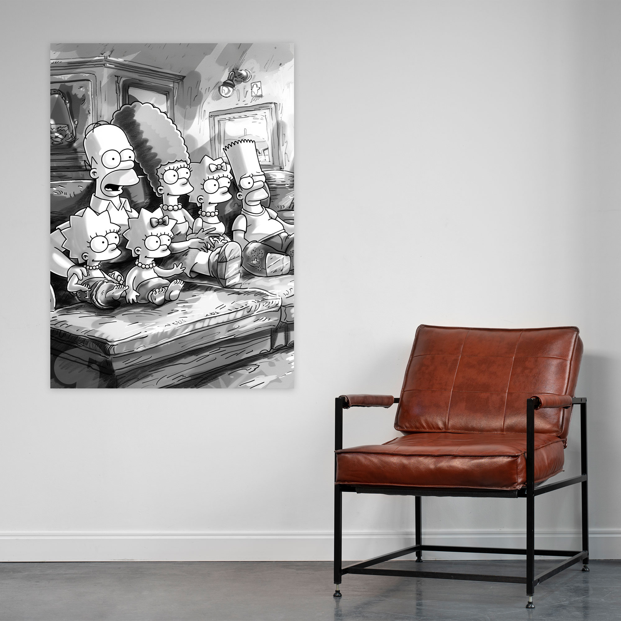 The Simpsons Canvas Print - Classic Black And White Sketch Wall Art - The Simpsons, Wall Decoration, Canvas Wall Art, Canvas