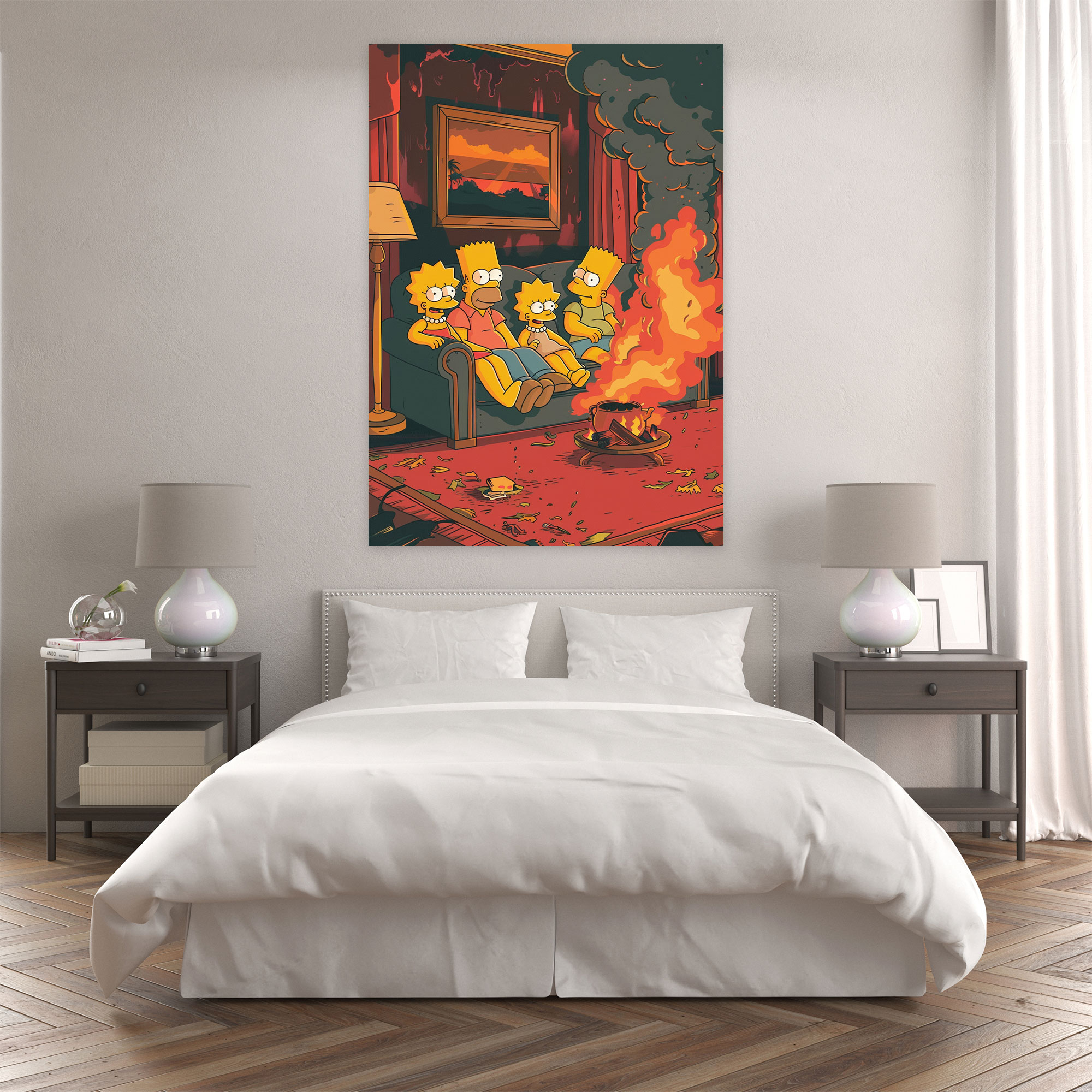 The Simpsons Canvas Print - Retro Cartoon Wall Art - The Simpsons, The Simpsons, Wall Decoration, Canvas Wall Art
