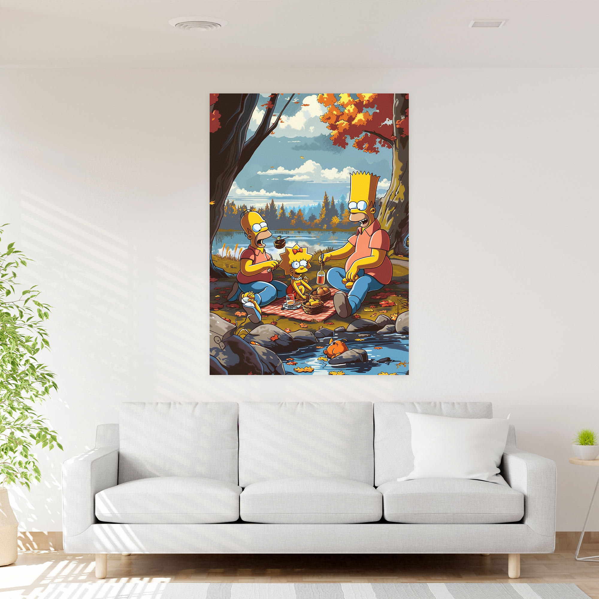 The Simpsons Canvas Print - Classic Cartoon Style - The Simpsons, Picnic, Family, Cartoon Style
