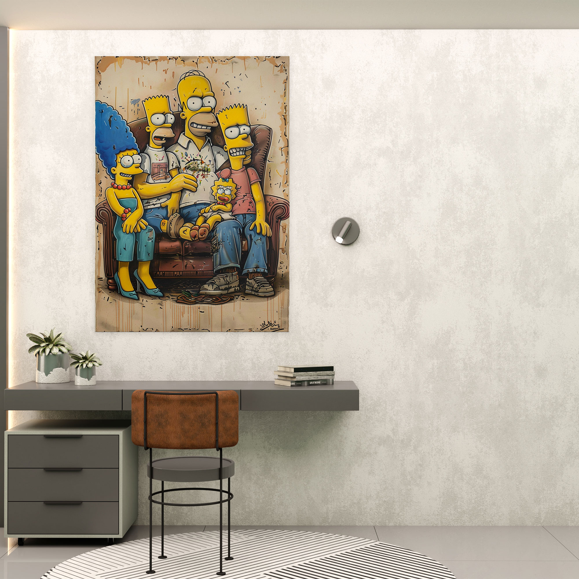 The Simpsons Canvas Print: Classic Family On Couch - The Simpsons, Wall Decoration, Vibrant Colors, Canvas