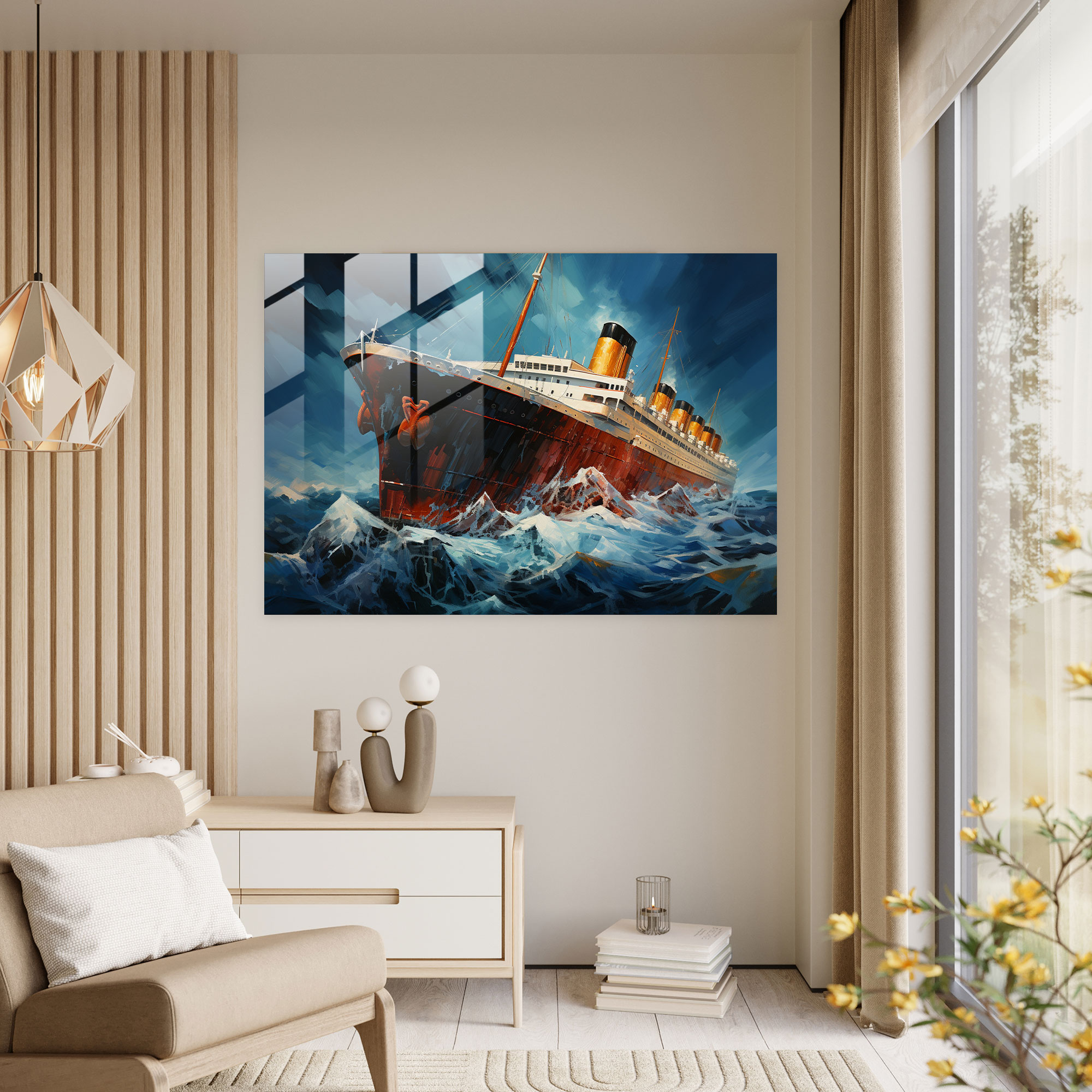 Titanic Glass Print - Titanic, Modern Art, Wall Decoration, Home Decoration