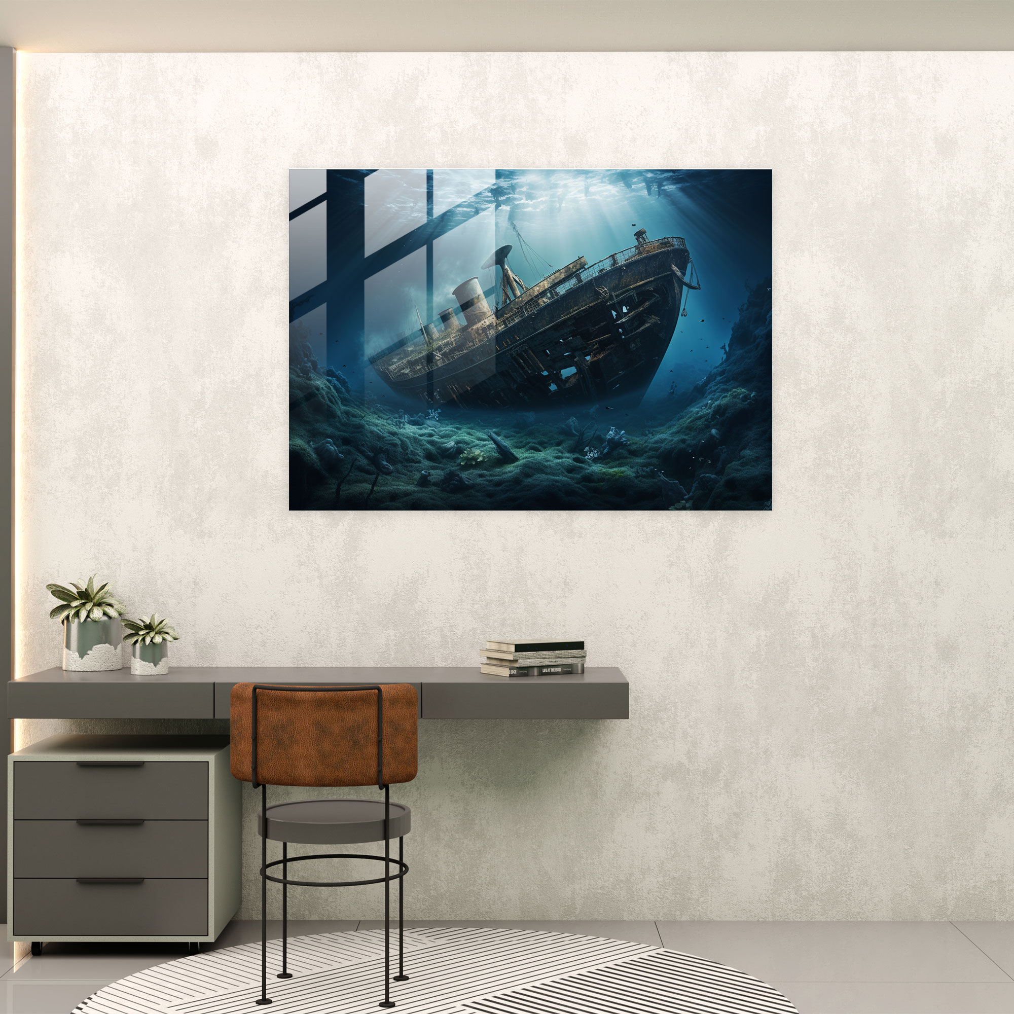 Titanic Glass Print - Titanic, Glass Art, Modern Art, Wreckage