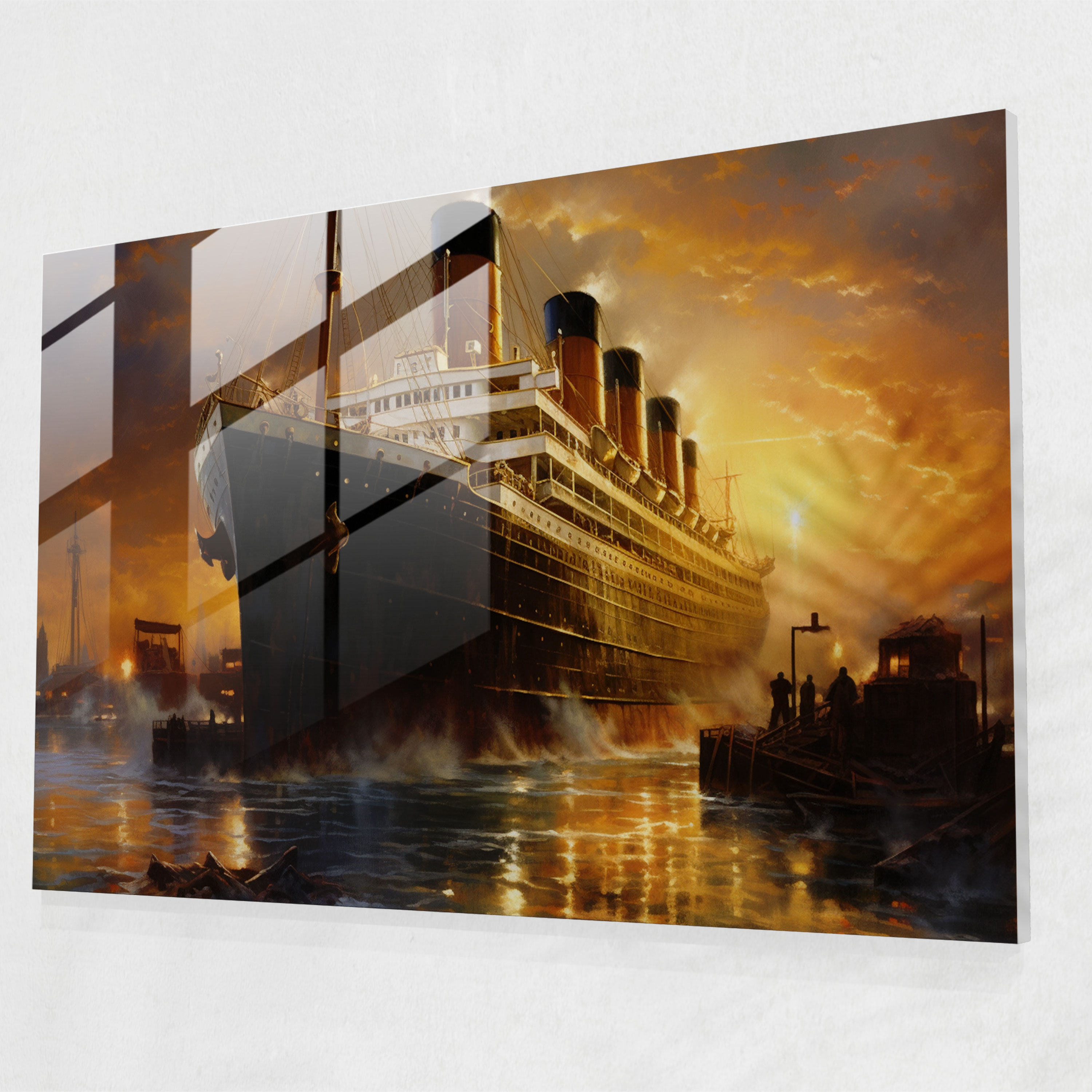 Titanic Glass Wall Art - Titanic, Titanic, Departure, Home Decoration