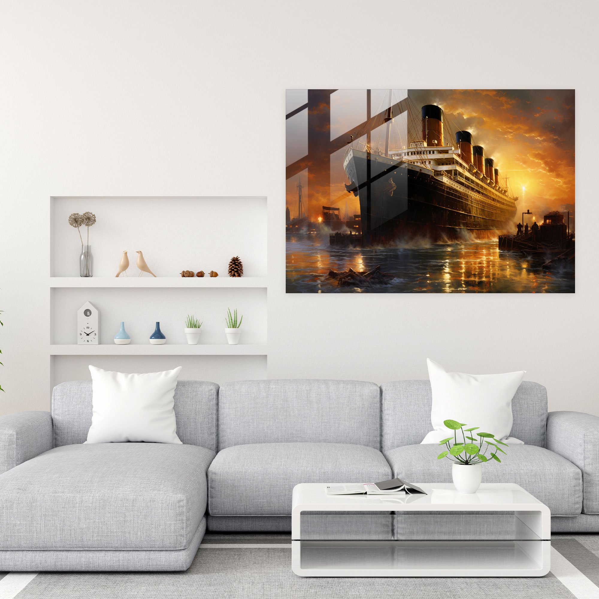 Titanic Glass Wall Art - Titanic, Titanic, Departure, Home Decoration