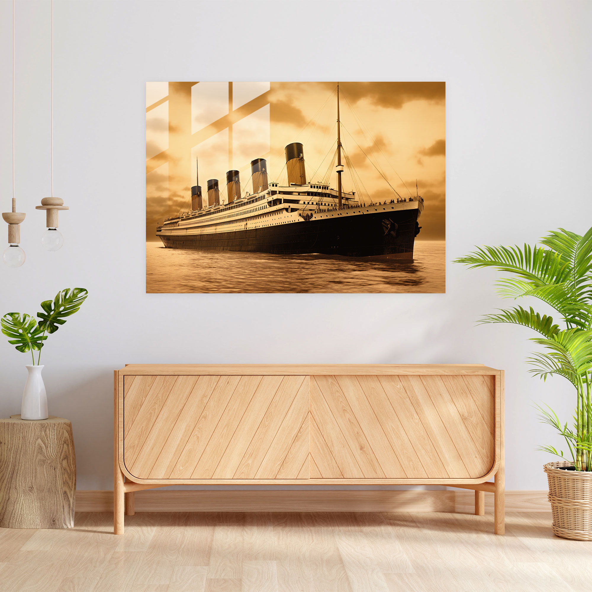 Titanic Cam Tablo - Titanic Ev Dekorasyonu İhtişam Sepya