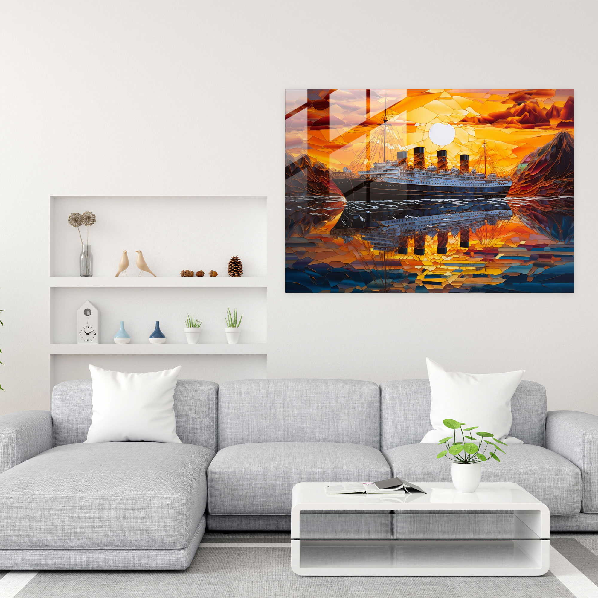 Titanic Sunset Glass Wall Art - Titanic, Glass Print, Glass Wall Art, Serene