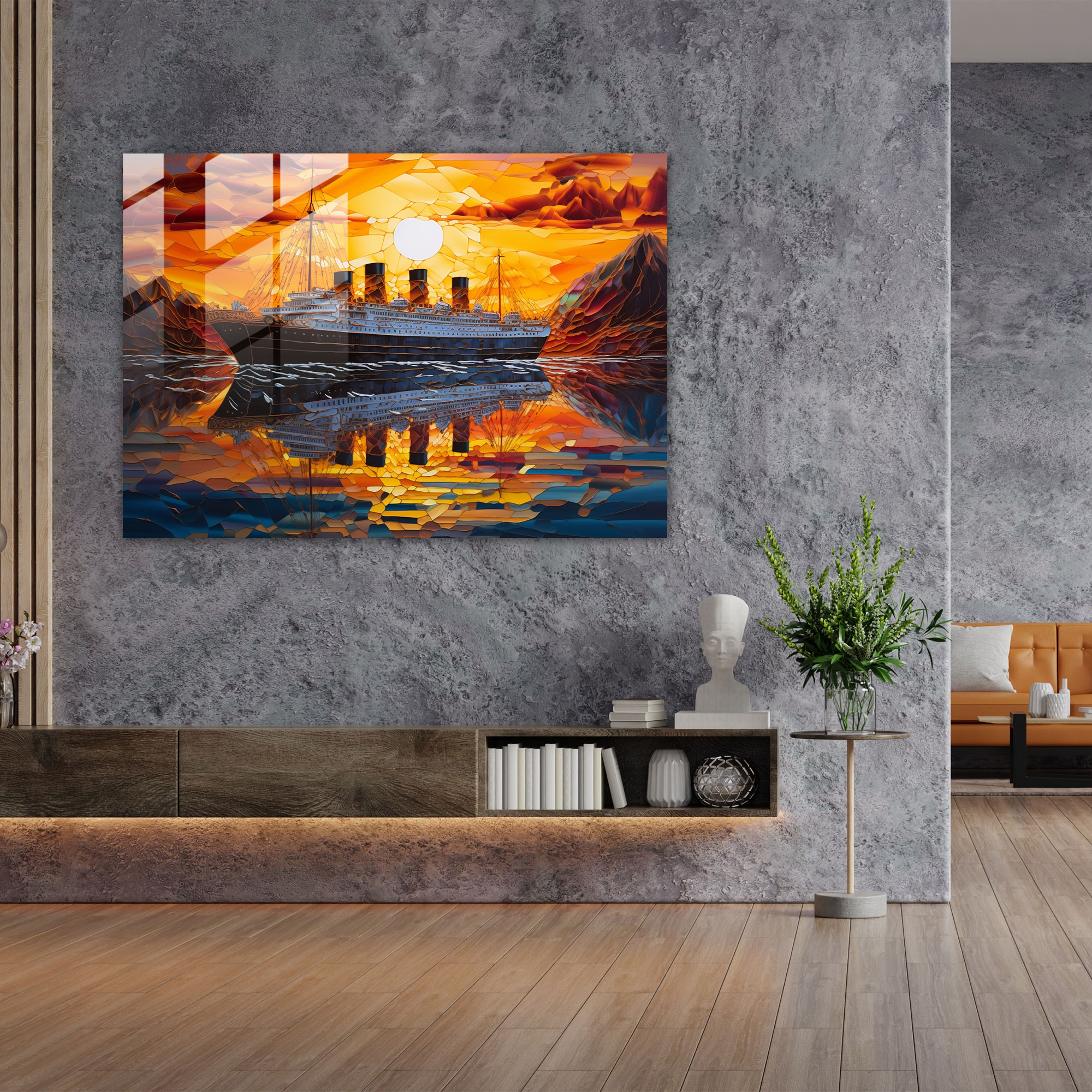 Titanic Sunset Glass Wall Art - Titanic, Glass Print, Glass Wall Art, Serene