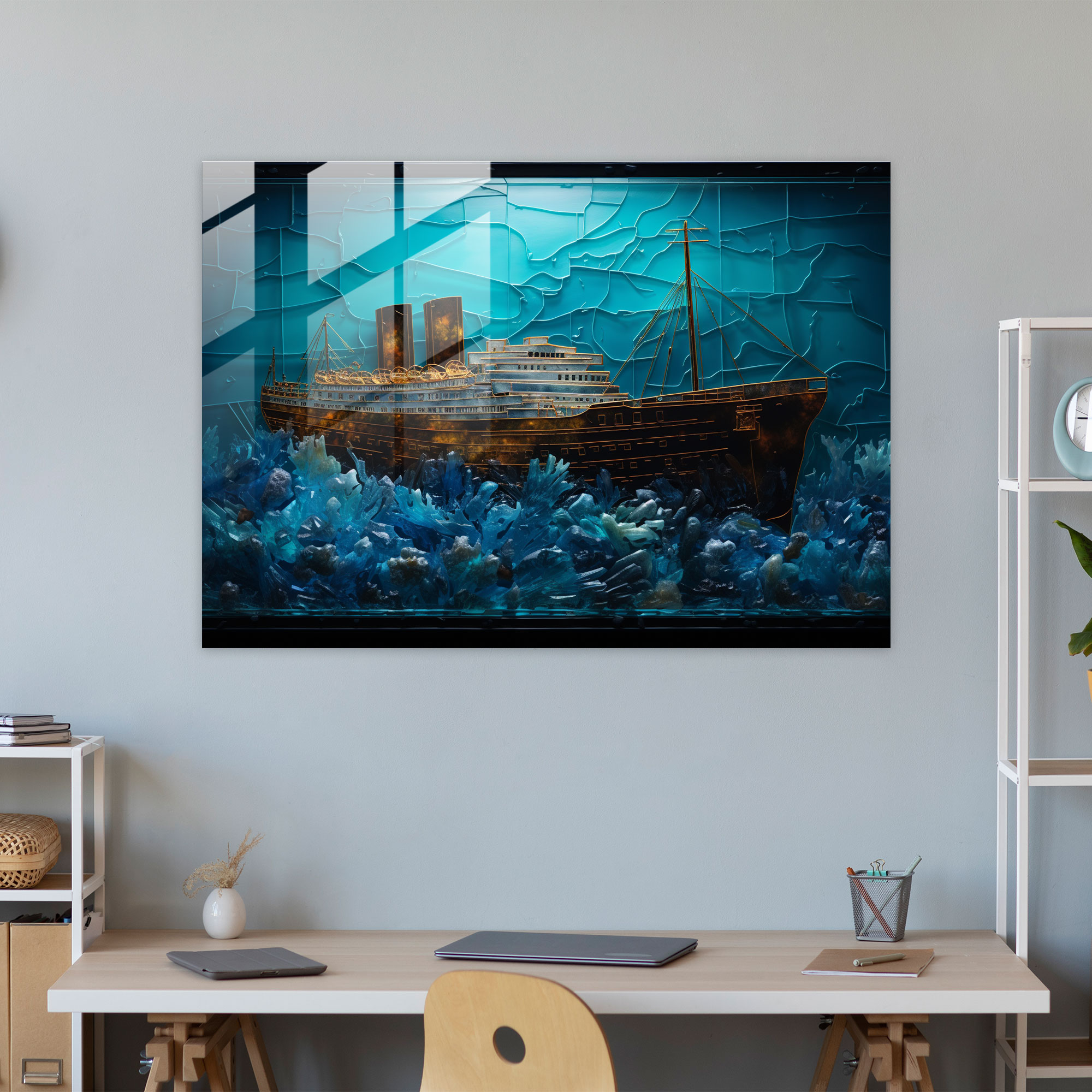 Titanic Stern Glass Wall Art - Titanic, Striking, Titanic, Glass Wall Art