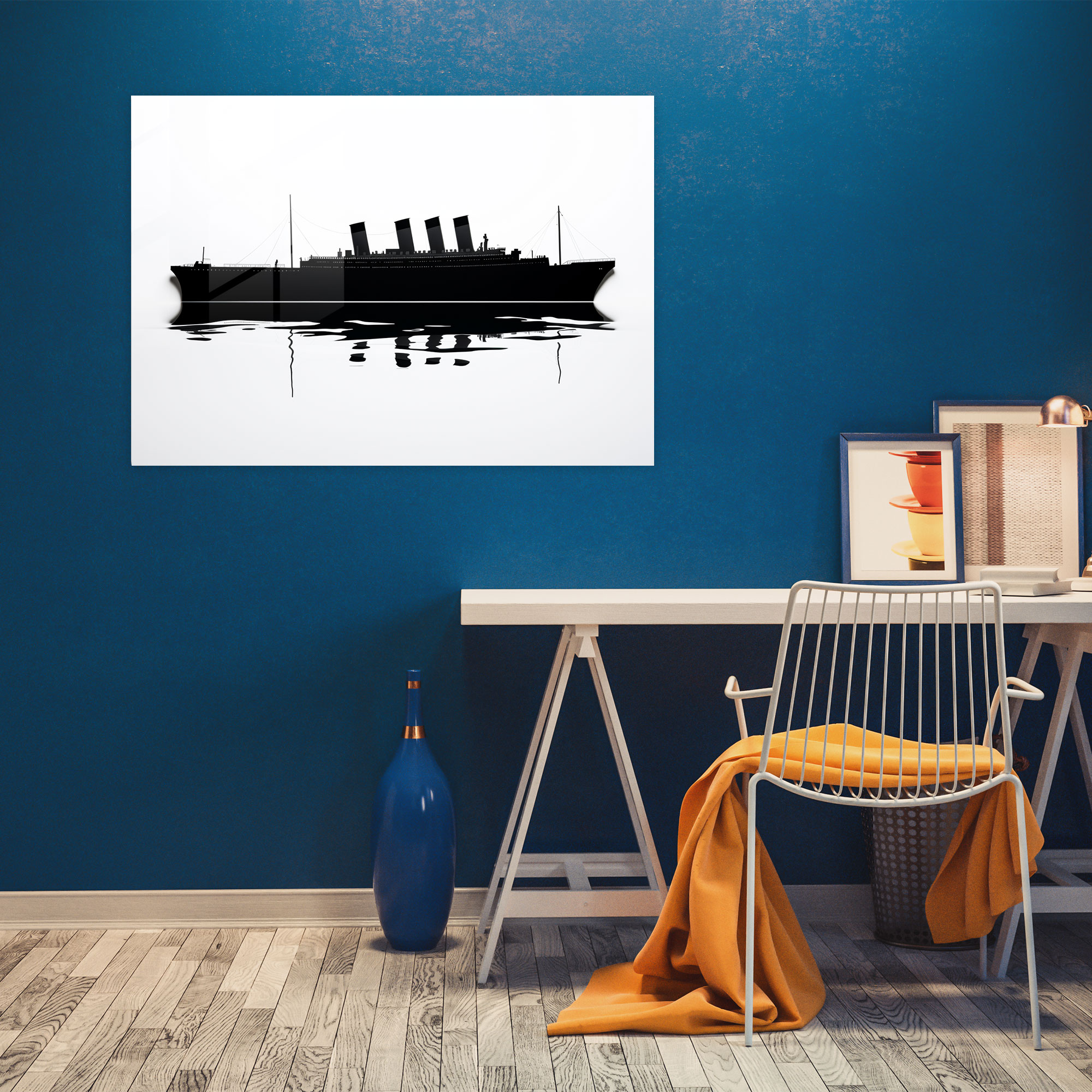 Titanic Glass Wall Art - Minimalist Silhouette - Titanic, Titanic, Wall Decoration, Home Decoration