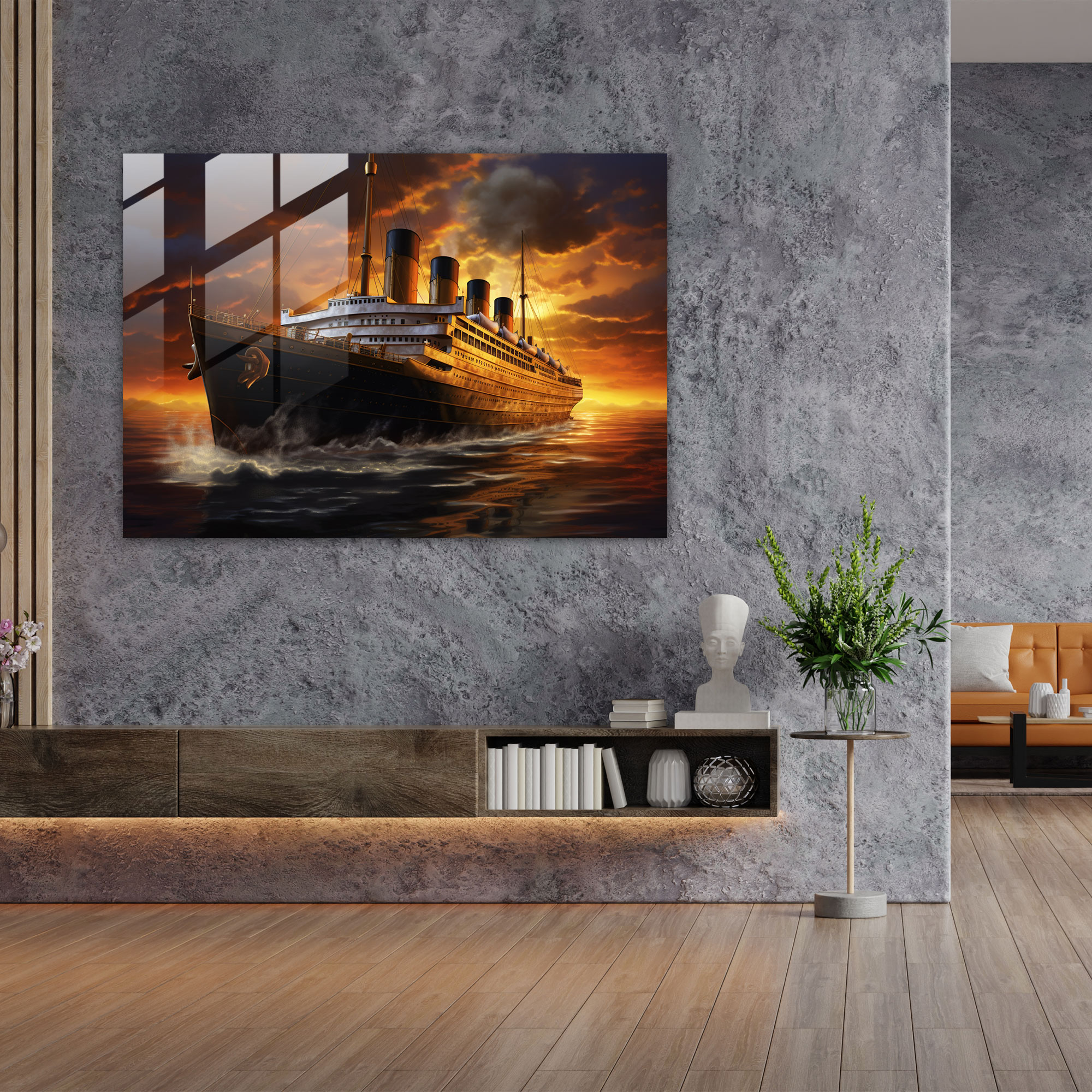 Titanic Glass Print - Realistic Voyage - Titanic, Glass Wall Art, Wall Decoration, Voyage