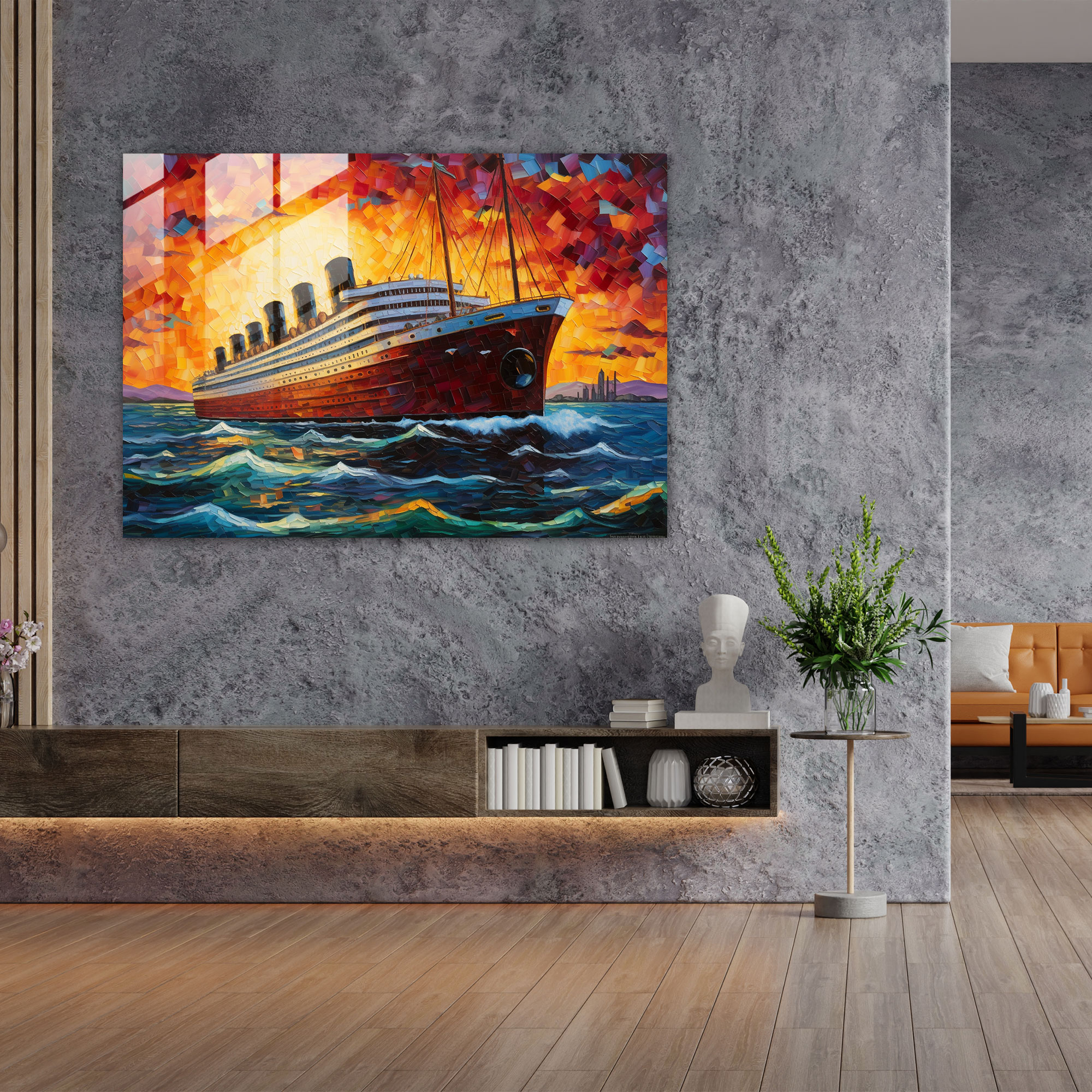 Titanic Glass Wall Art - Vibrant Mosaic - Titanic, Wall Decoration, Vibrancy, Vibrant
