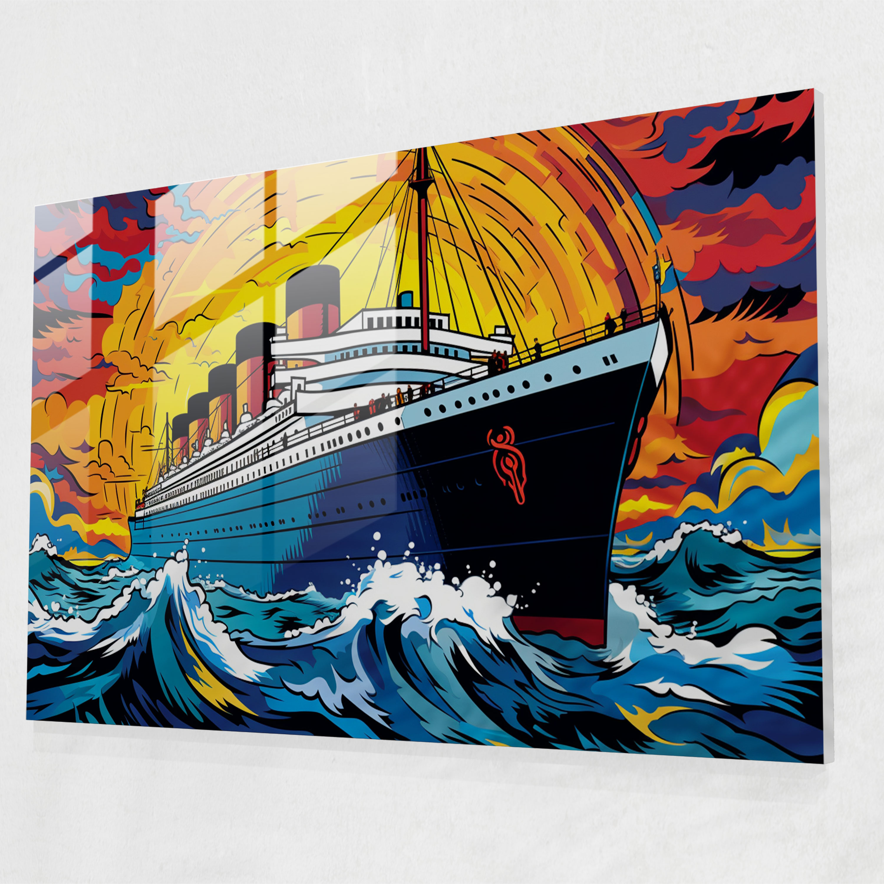 Titanic Glass Print - Pop Art Nostalgia - Titanic, Modern Art, Bold Colors, Pop Art