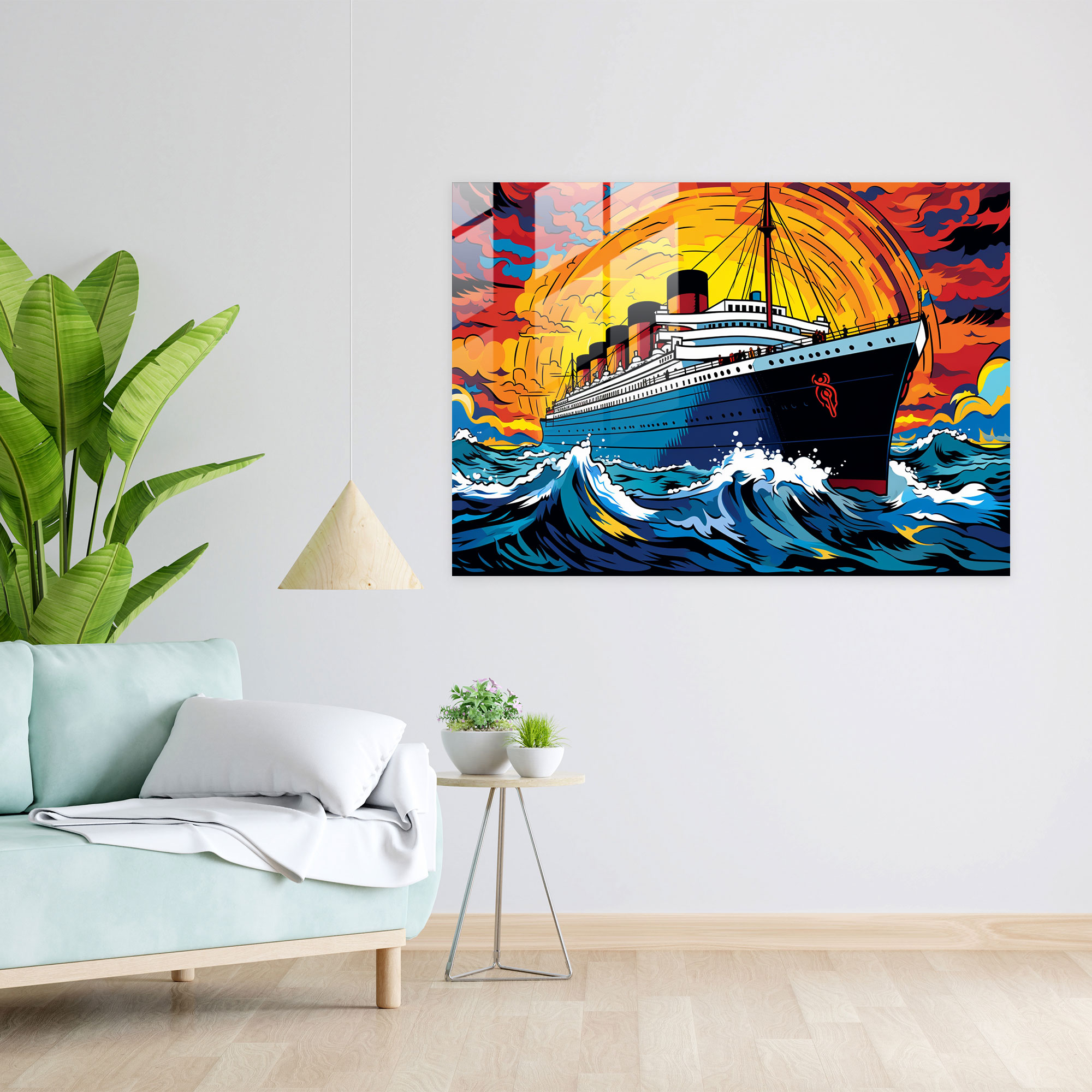 Titanic Glass Print - Pop Art Nostalgia - Titanic, Modern Art, Bold Colors, Pop Art