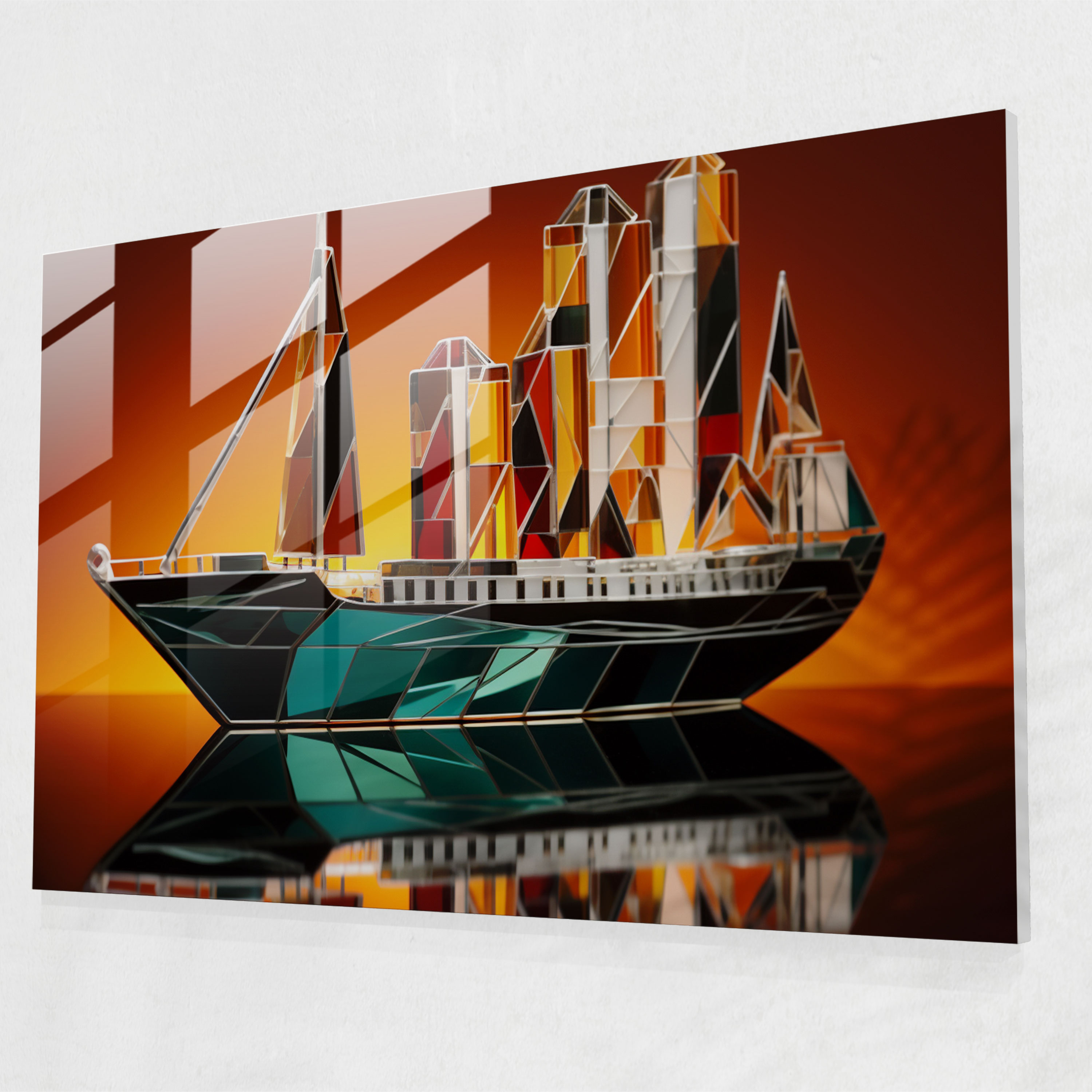 Titanic Glass Wall Art - Geometric Modern Allure - Titanic, Titanic, Geometric Shapes, Glass Wall Art