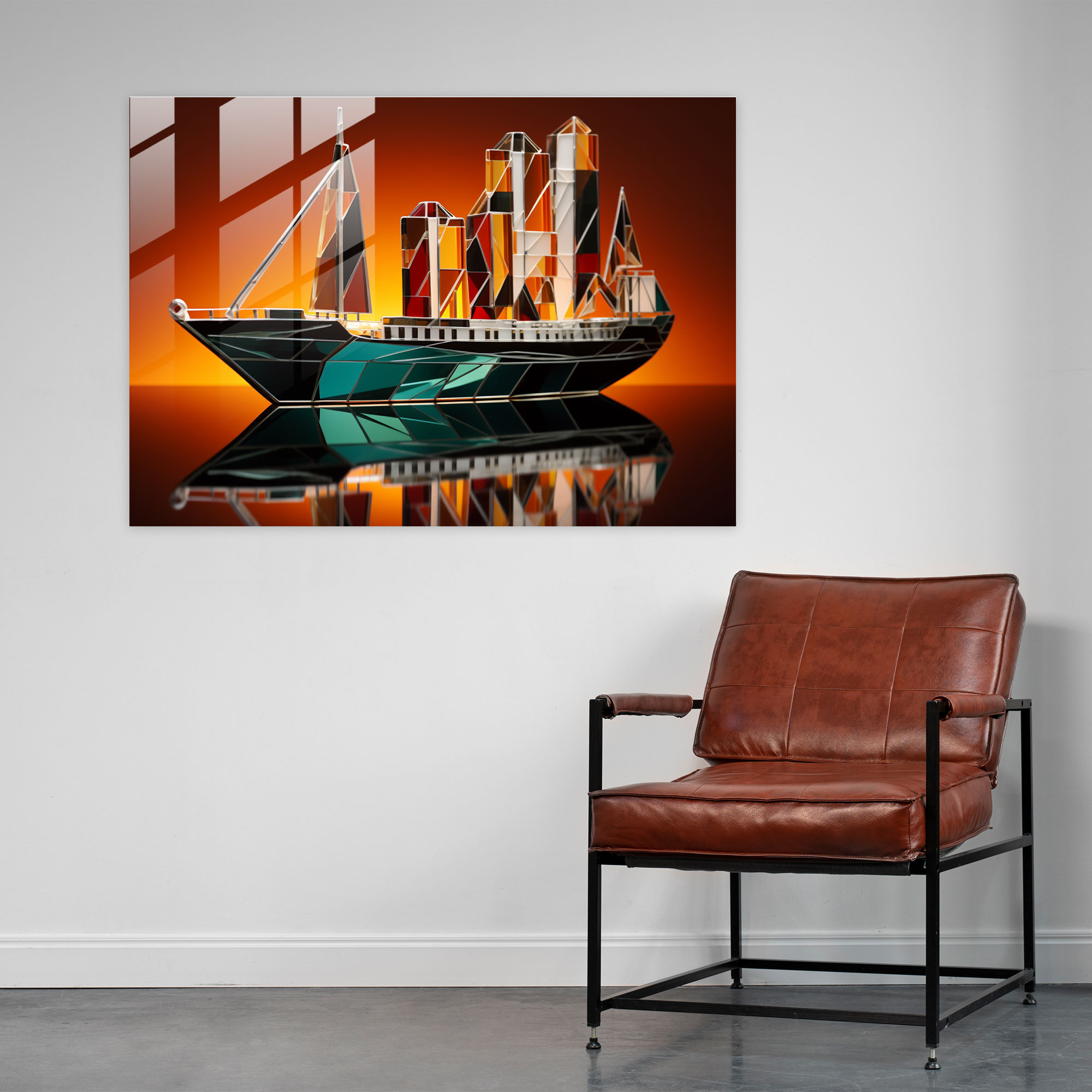 Titanic Glass Wall Art - Geometric Modern Allure - Titanic, Titanic, Geometric Shapes, Glass Wall Art