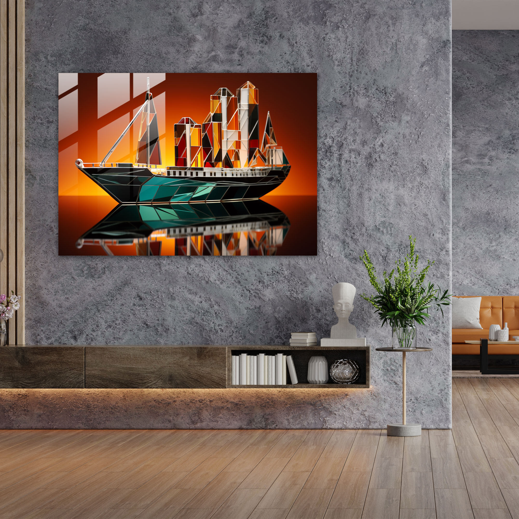Titanic Glass Wall Art - Geometric Modern Allure - Titanic, Titanic, Geometric Shapes, Glass Wall Art