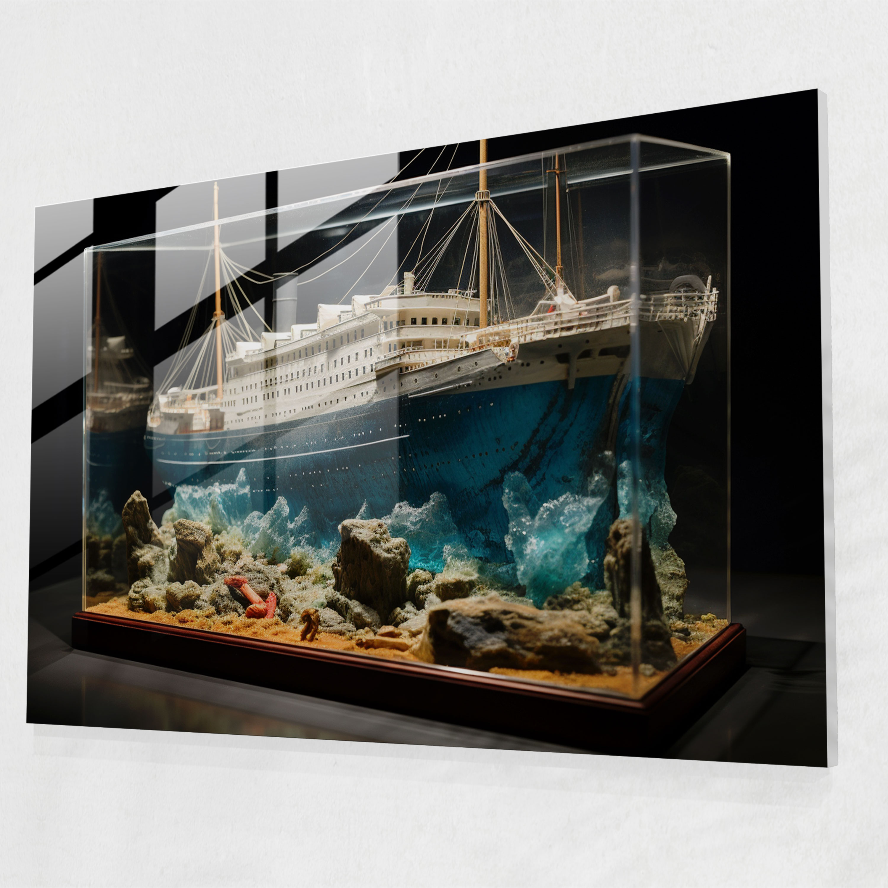 Titanic 3D Glass Art - Titanic, Realistic, 3D, Glass Print