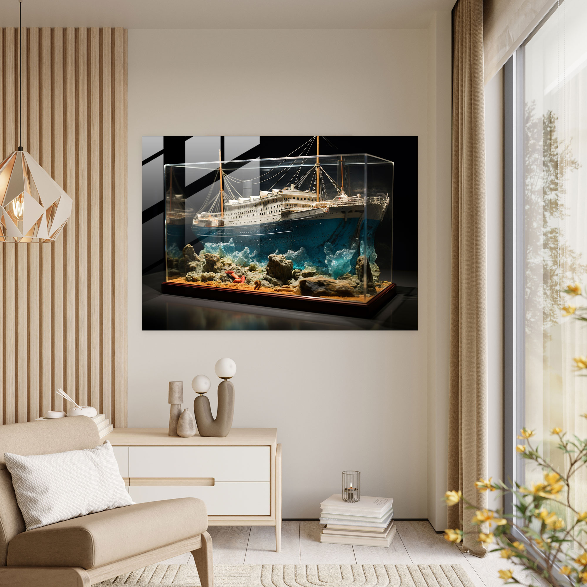 Titanic 3D Glass Art - Titanic, Realistic, 3D, Glass Print