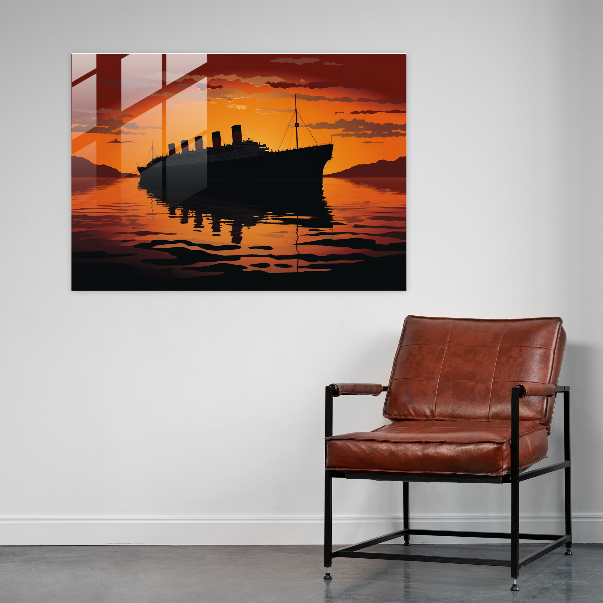 Minimalist Titanic Cam Tablo Sanatı - Titanic Son Anlar Duvar Dekorasyonu Cam Tablo