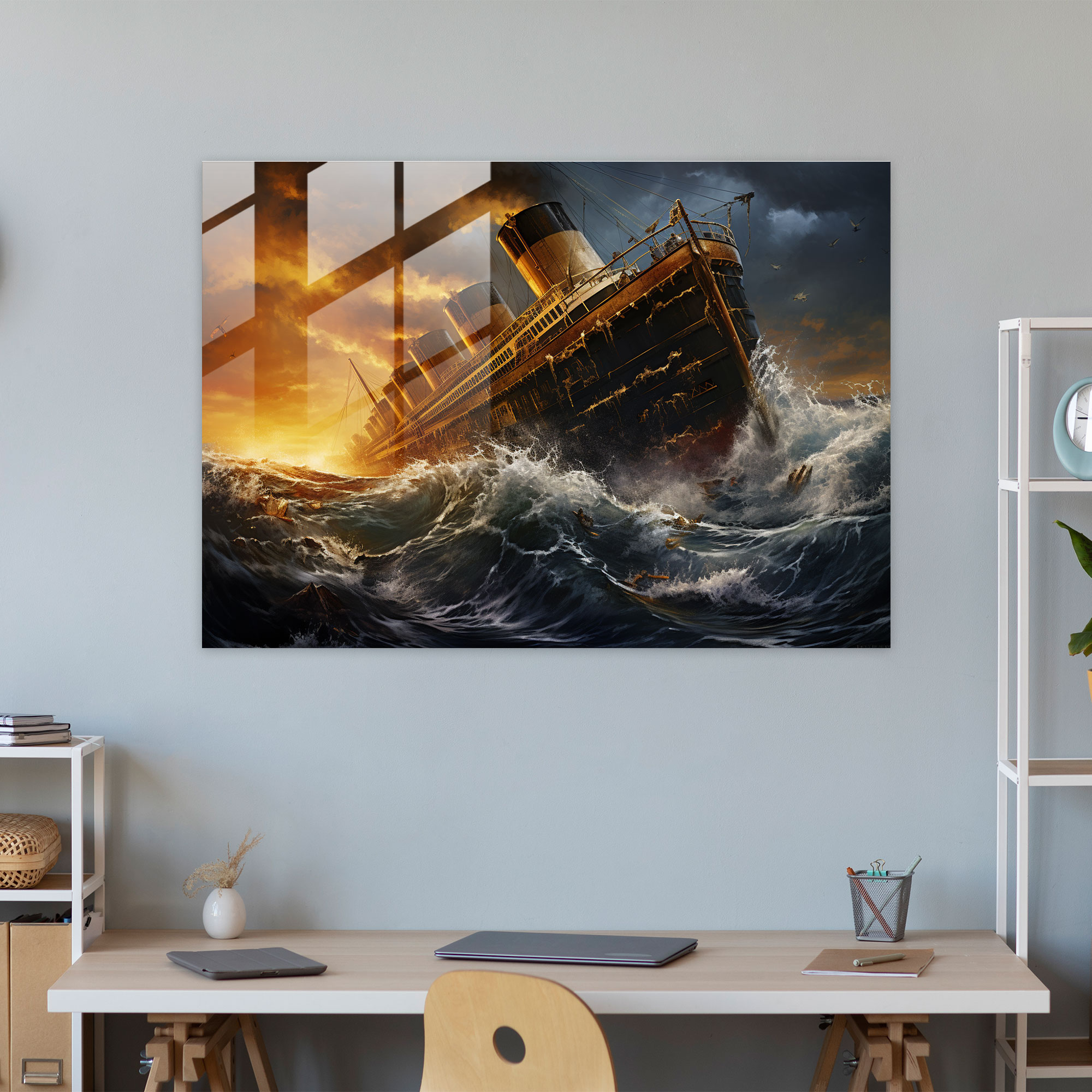 Titanic Legacy Glass Print - Titanic, Rough Waves, Glass Art, Dramatic