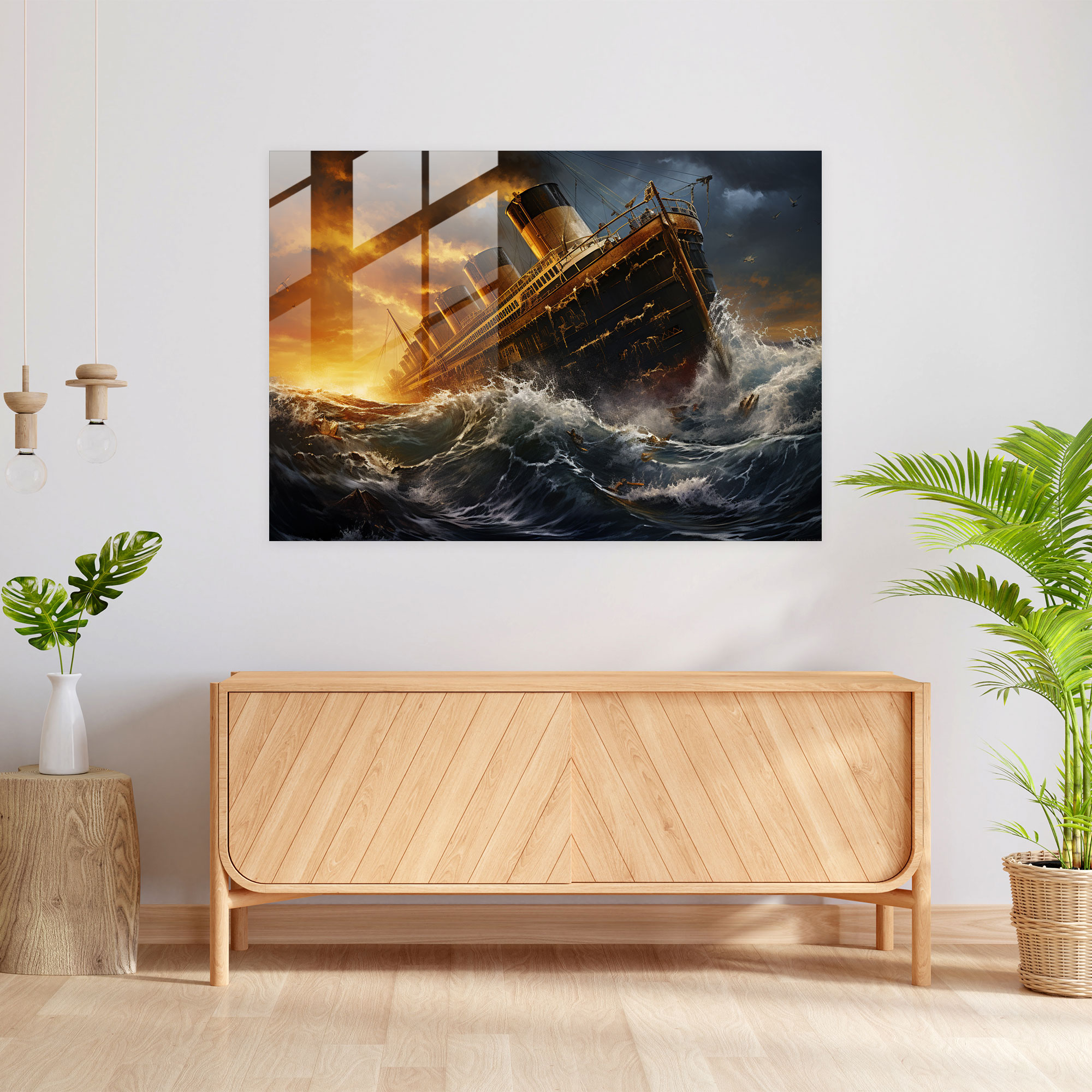 Titanic Legacy Glass Print - Titanic, Rough Waves, Glass Art, Dramatic