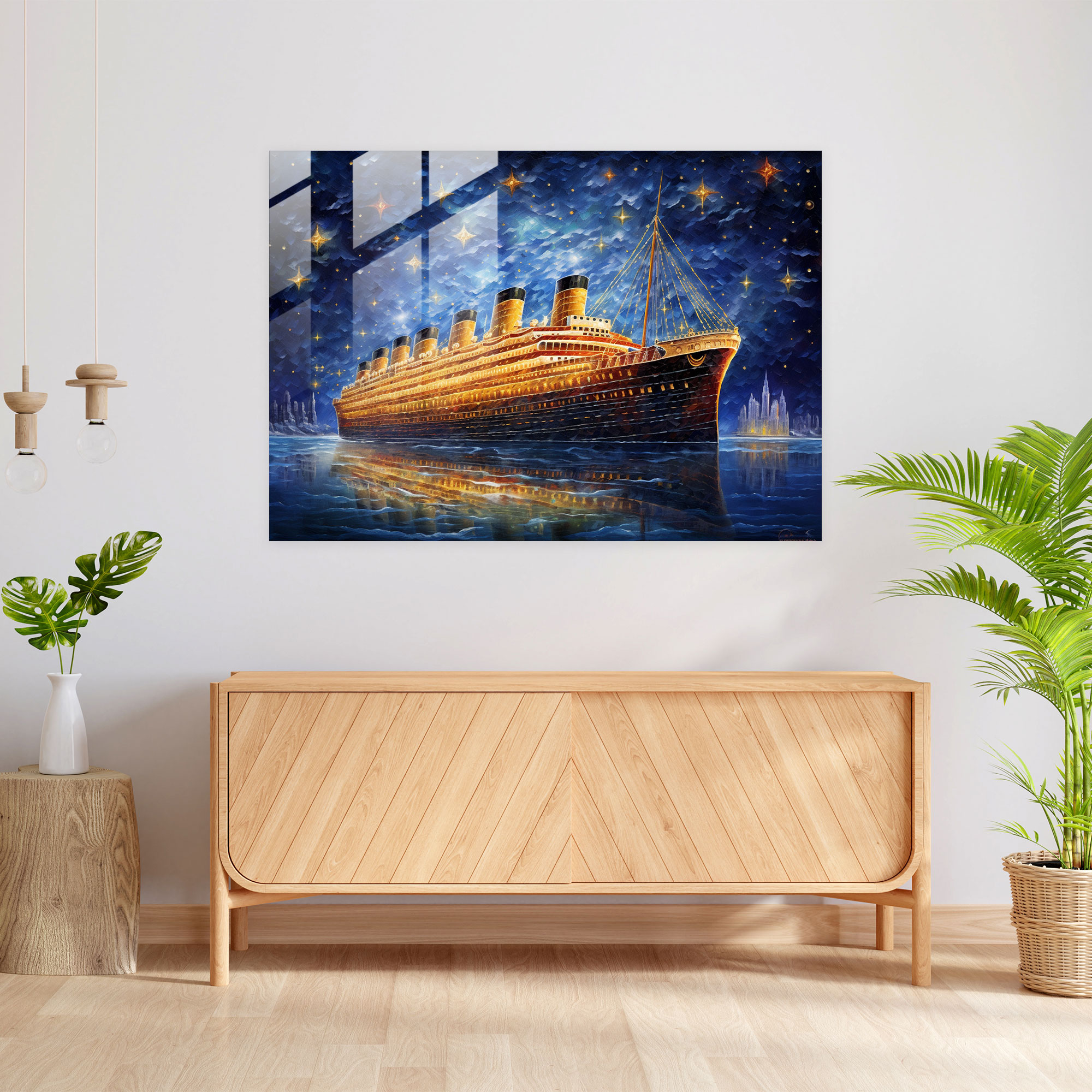 Starry Night Titanic Glass Wall Art - Titanic, Glass Art, Inspiring, Starry Night Sky