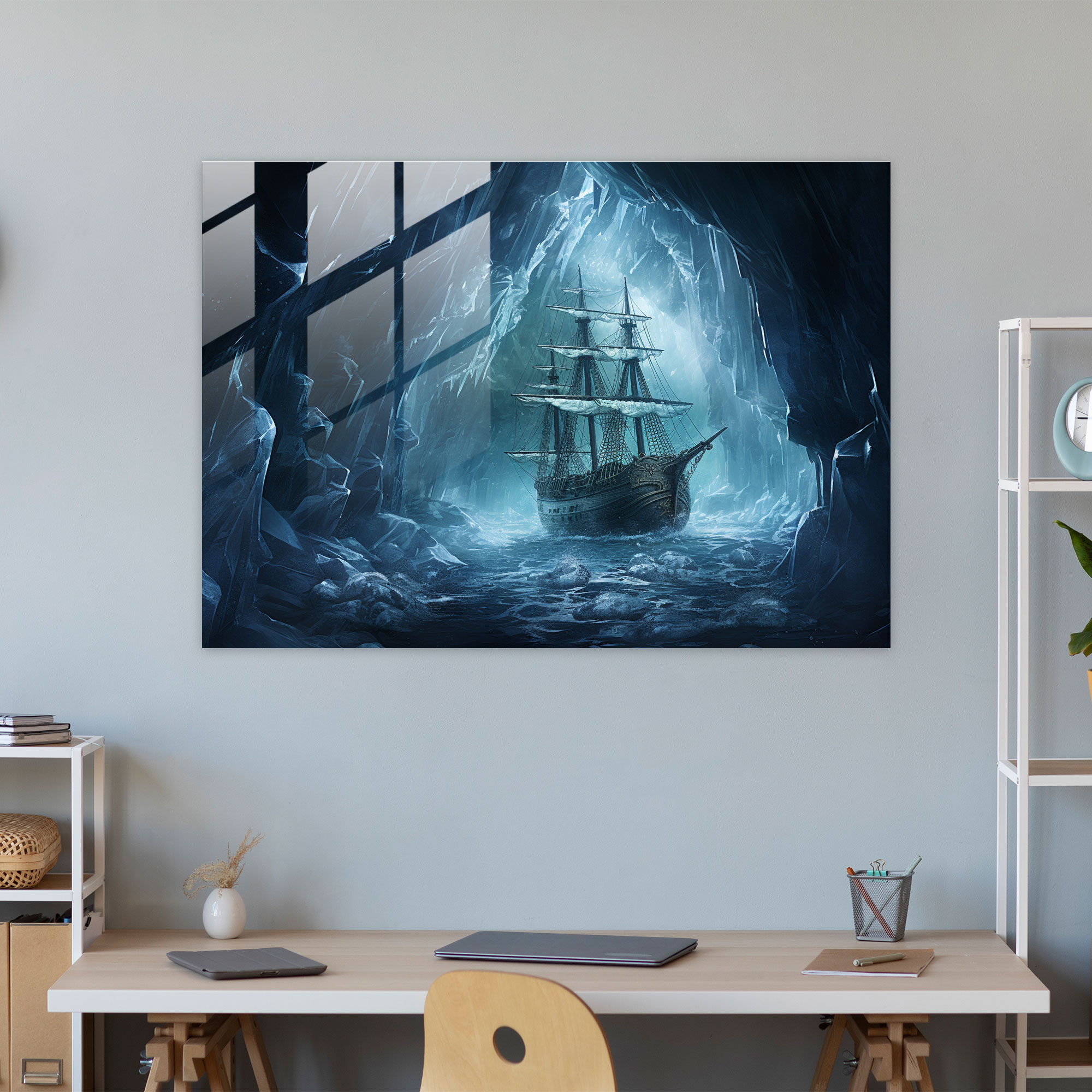 Surreal Ice Cave Titanic Glass Wall Art - Titanic, Imagination, Ice Cave, Wall Decoration