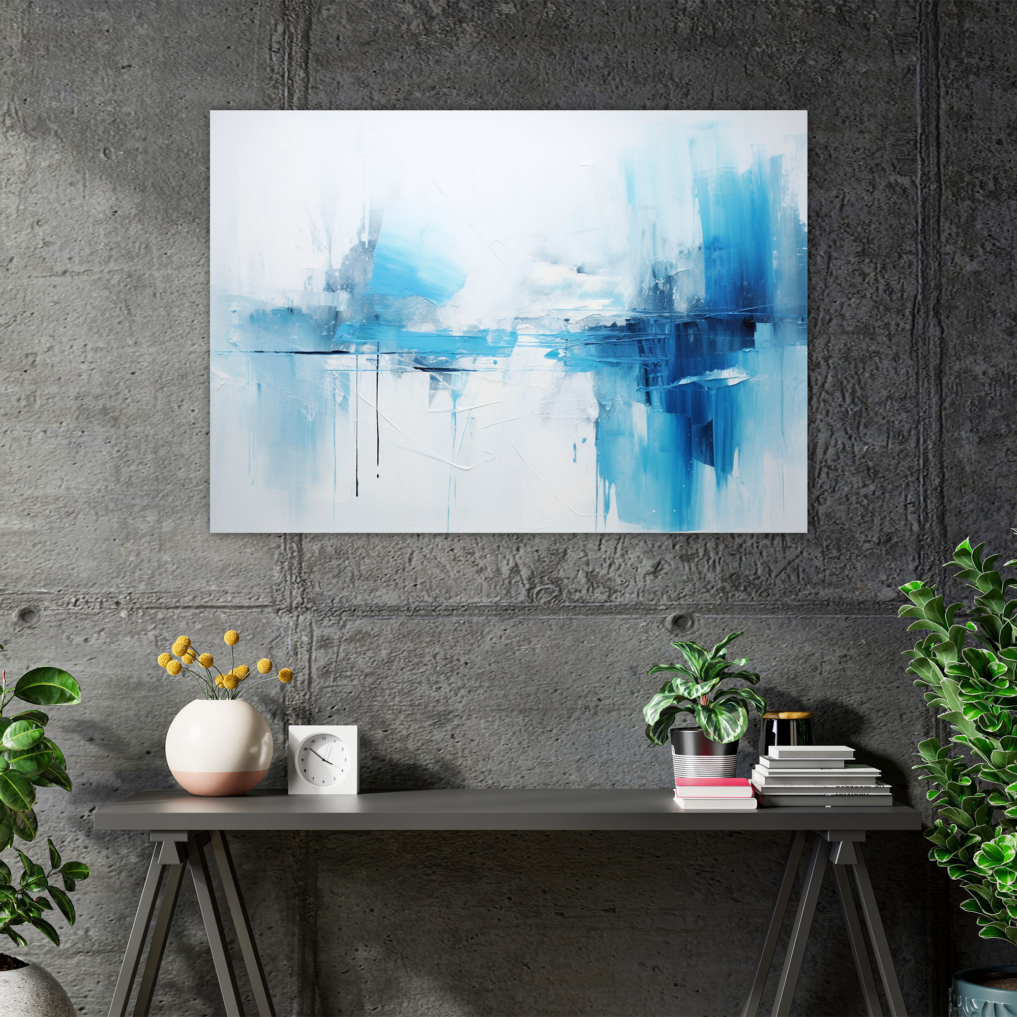 Titanic Abstract Contemporary Art Canvas Print - Titanic, Abstract Contemporary Artwork, Deep Ocean Colors, Ice Blue