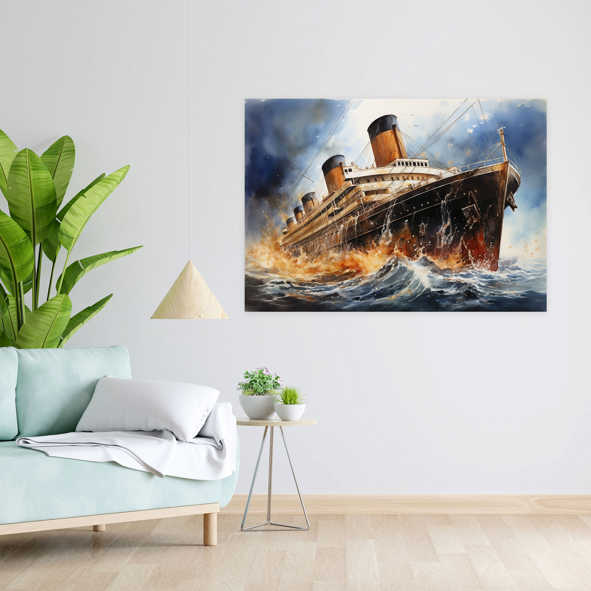 Titanic Denizcilik Sulu Boya Tablo Baskı - Duvar Sanatı Kanvas Tablo