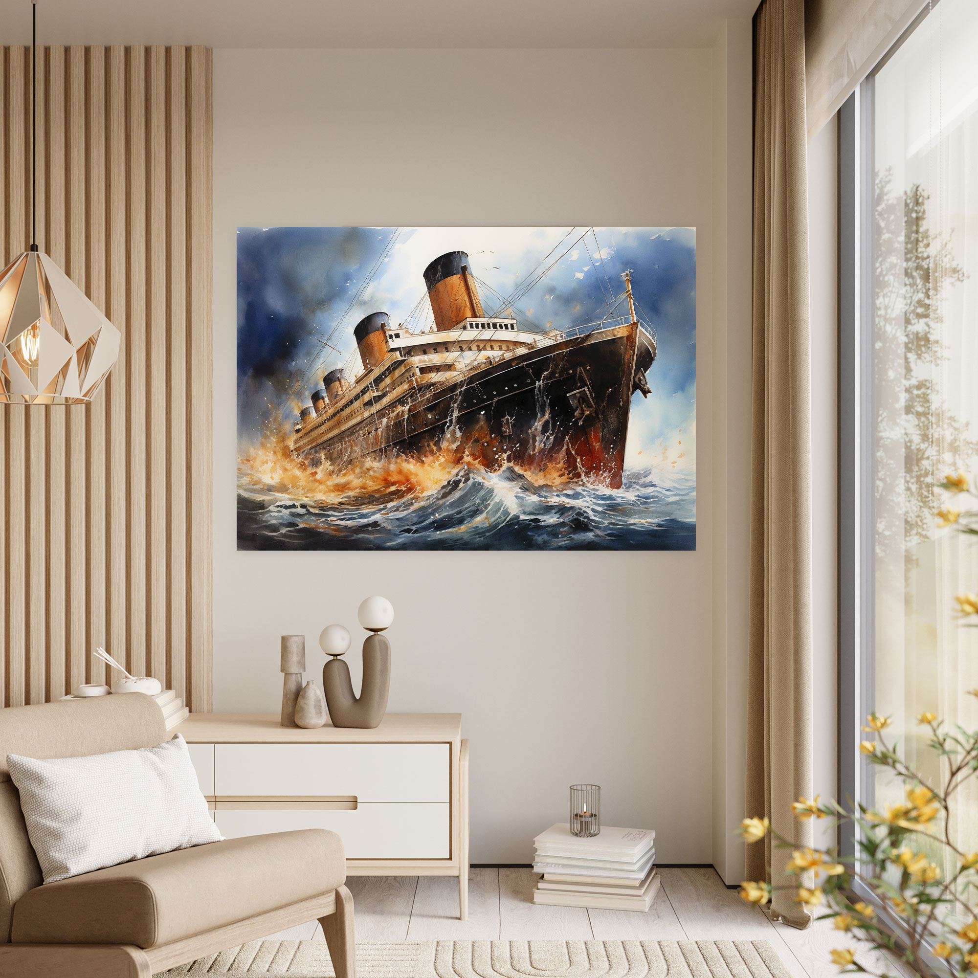 Titanic Denizcilik Sulu Boya Tablo Baskı - Duvar Sanatı Kanvas Tablo