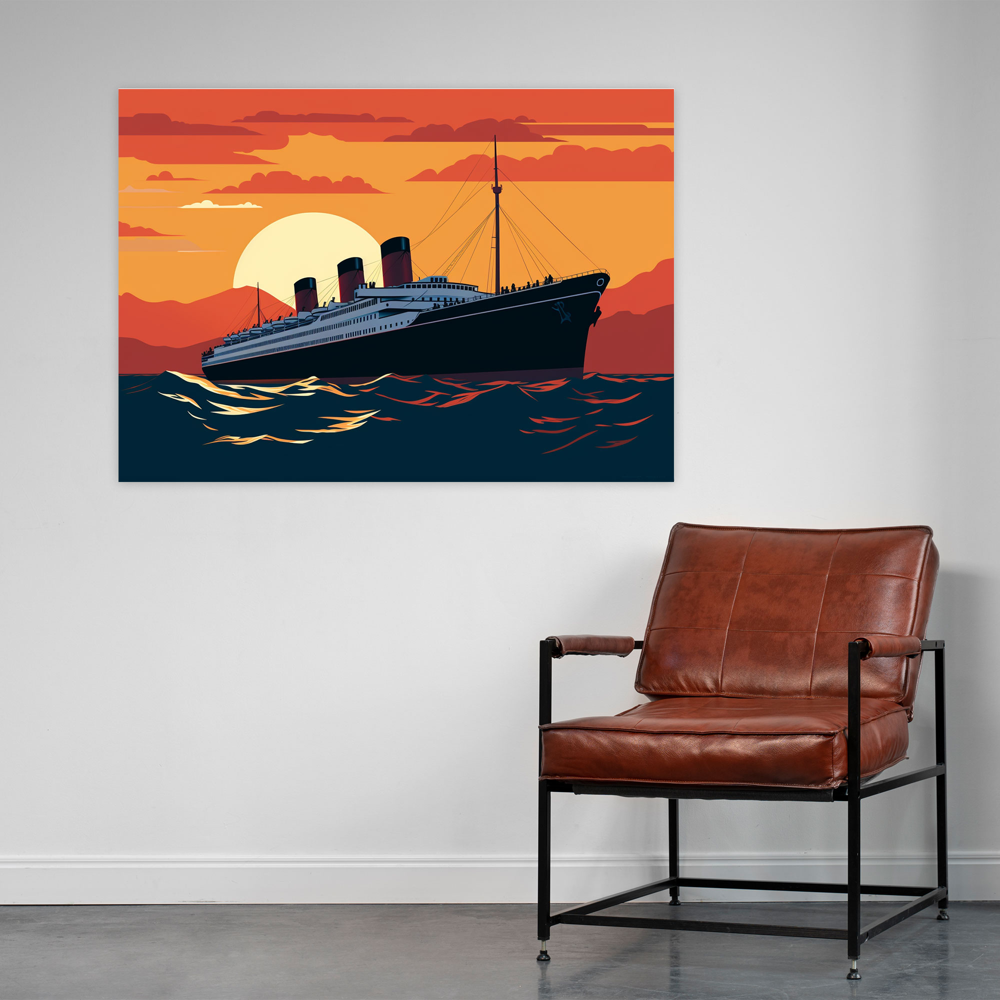 Titanic Minimalist Sunset Silhouette Canvas Print - Titanic, Canvas Wall Art, Wall Art, Modern Aesthetics