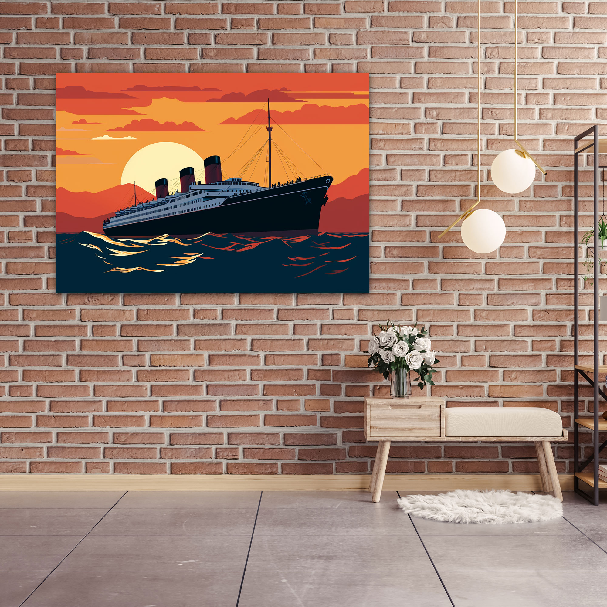 Titanic Minimalist Sunset Silhouette Canvas Print - Titanic, Canvas Wall Art, Wall Art, Modern Aesthetics