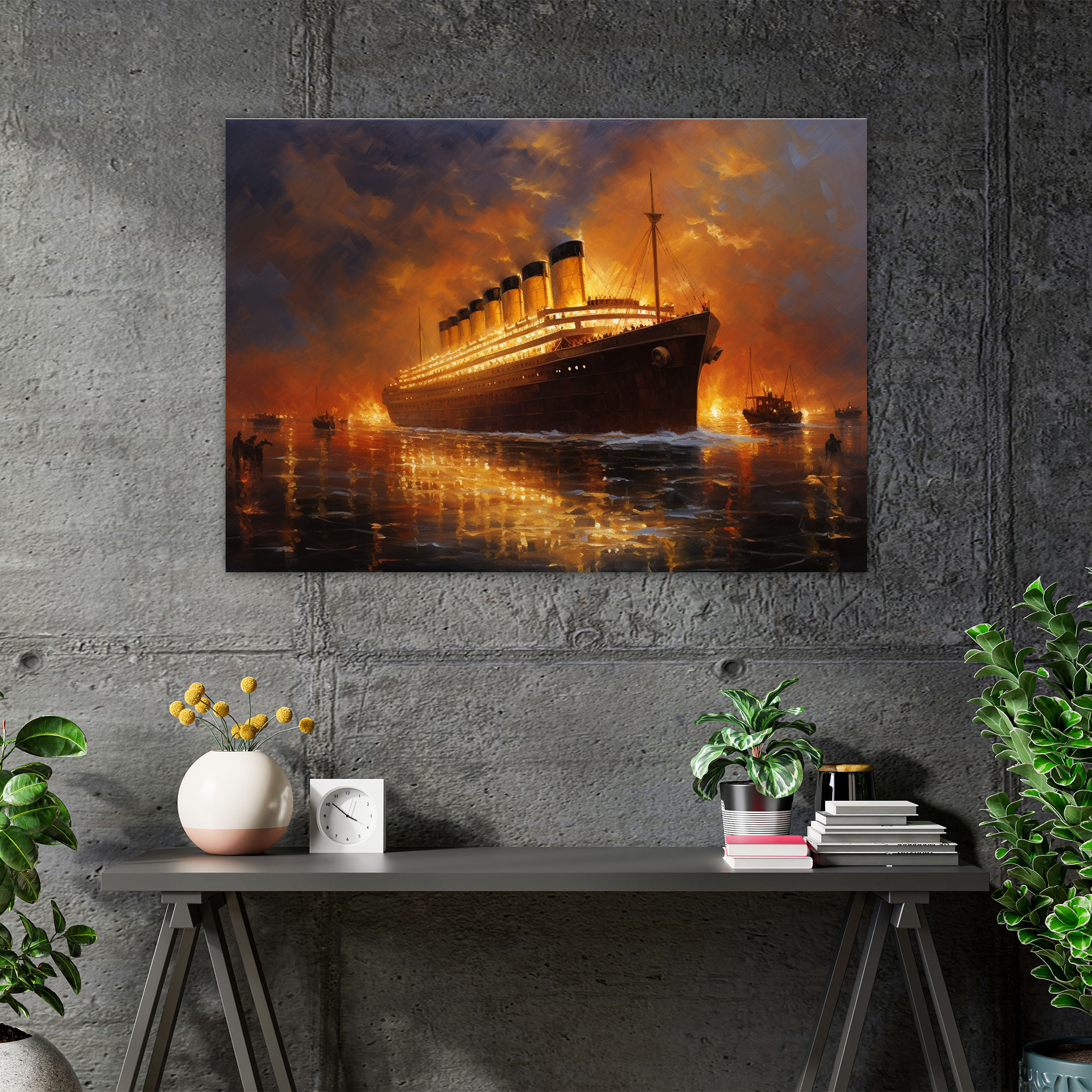 Titanic Impressionist Departure Artwork Canvas Print - Titanic, Canvas, Canvas Print, Home Decoration