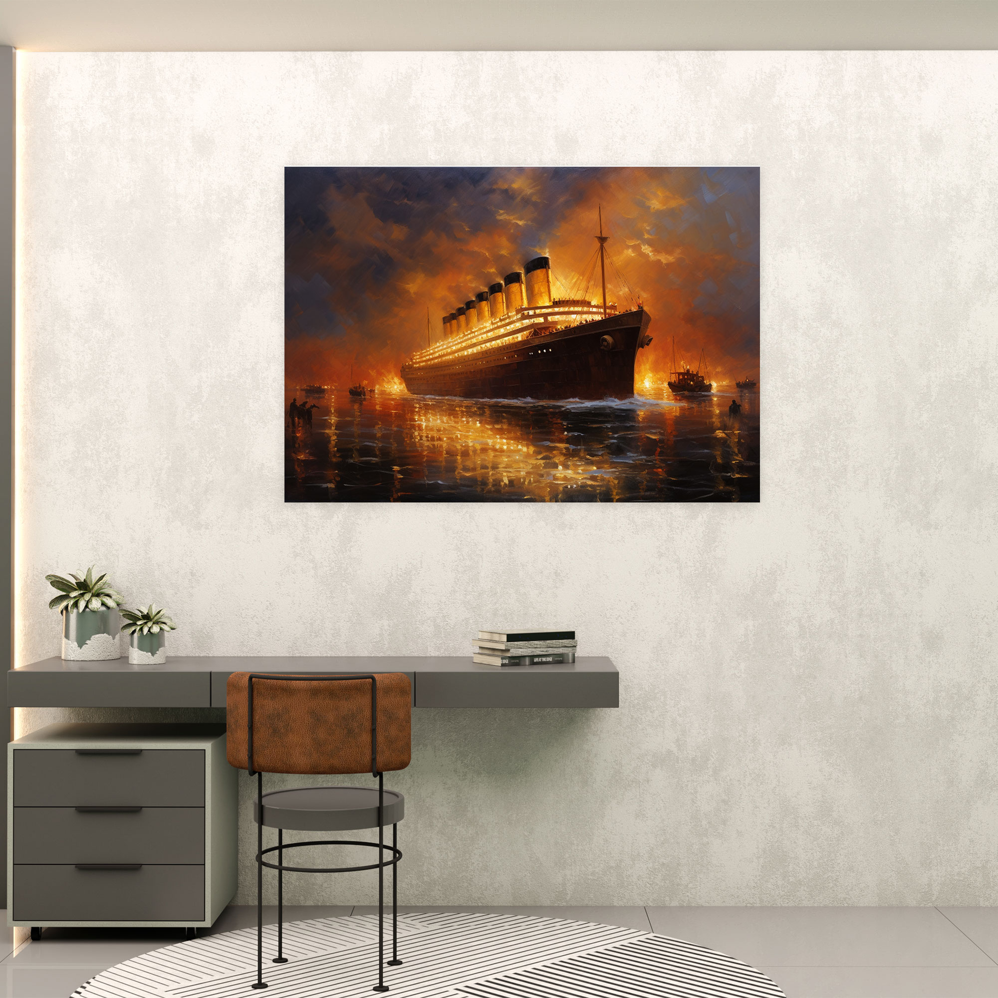 Titanic Impressionist Departure Artwork Canvas Print - Titanic, Canvas, Canvas Print, Home Decoration