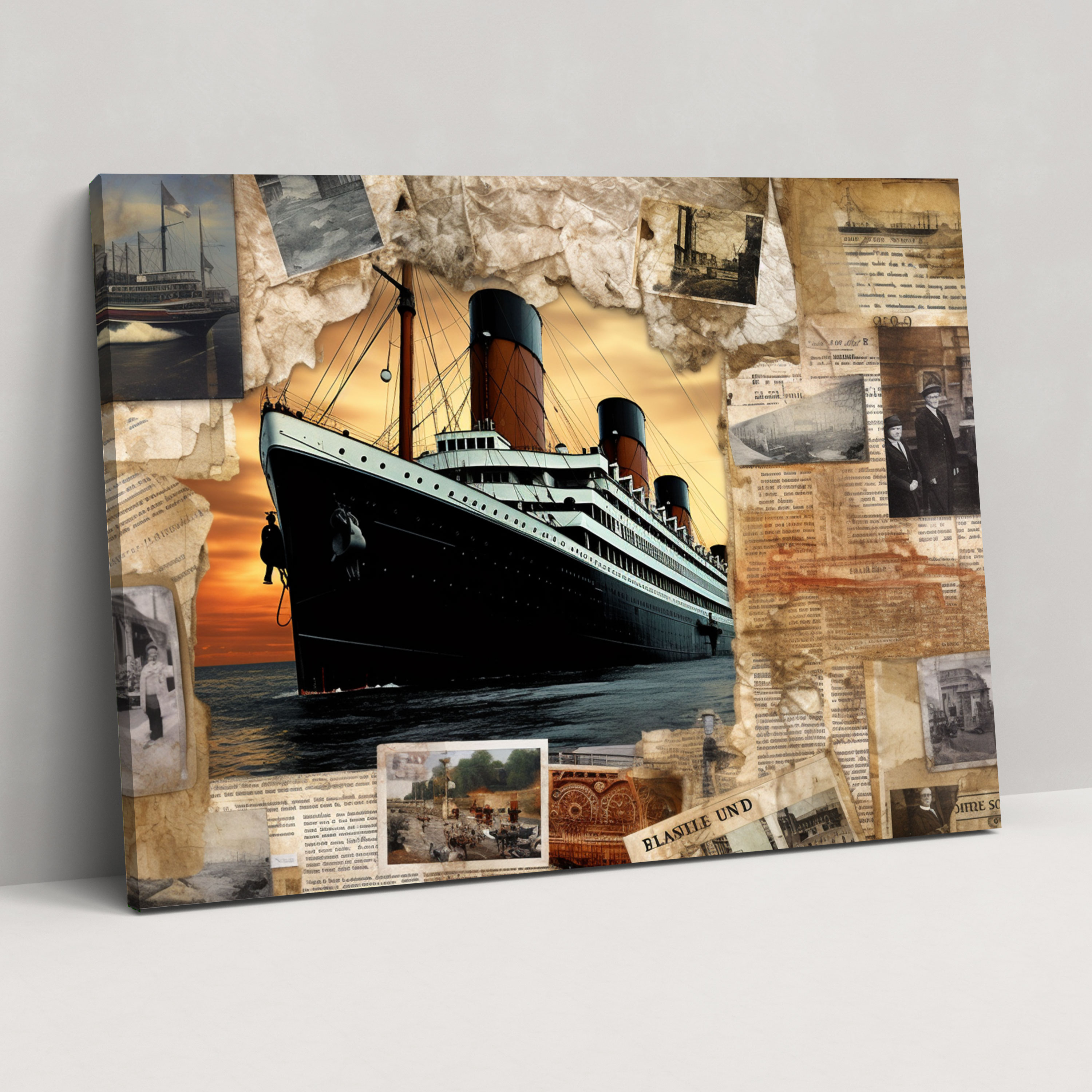 Titanic Vintage Postcards Collage Canvas Print - Titanic, Wall Art, Canvas Print, Canvas Wall Art