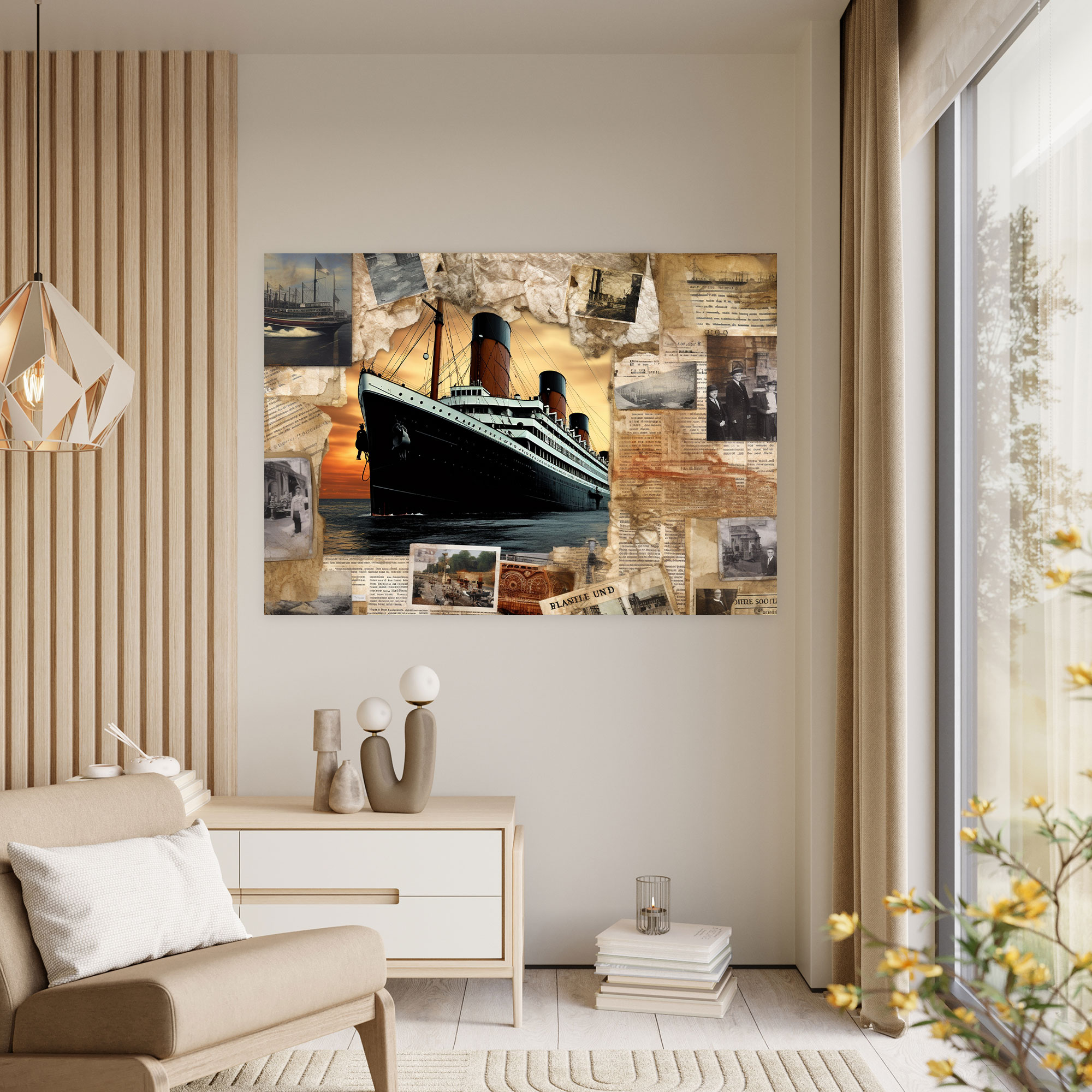 Titanic Vintage Postcards Collage Canvas Print - Titanic, Wall Art, Canvas Print, Canvas Wall Art