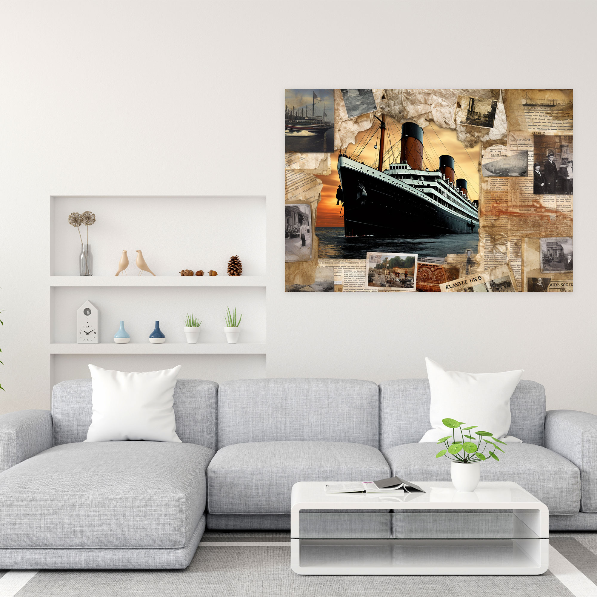 Titanic Vintage Postcards Collage Canvas Print - Titanic, Wall Art, Canvas Print, Canvas Wall Art