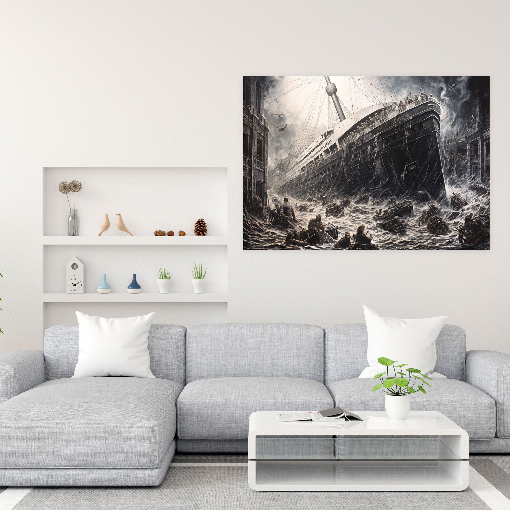 Titanic Wall Art - Detailed Pencil Sketch Of The Sinking Ship - Home Decoration - Titanic, Wall Decoration, Wall Art, Pencil Sketch