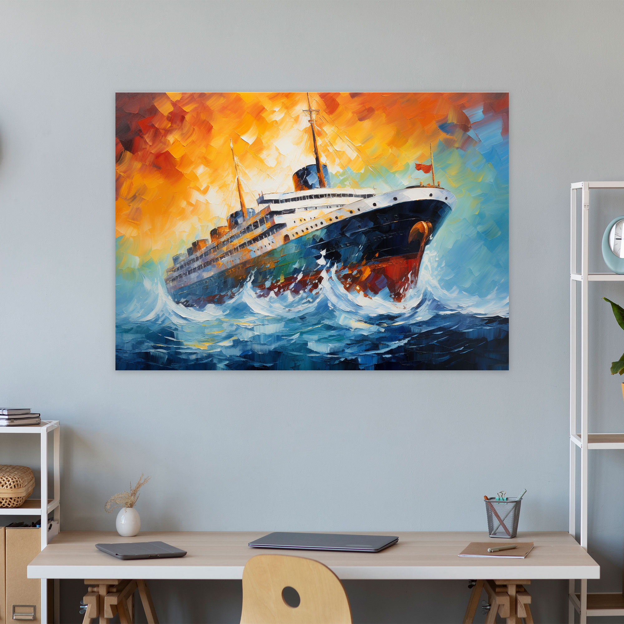 Titanic Kanvas Tablo - Soyut Akrilik Tablo - Batan Gemi Ev Dekorasyonu