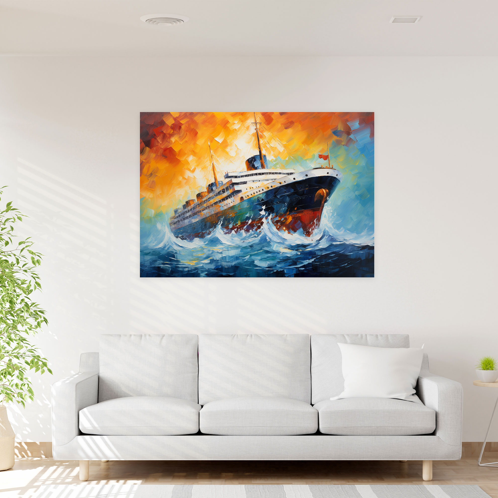 Titanic Kanvas Tablo - Soyut Akrilik Tablo - Batan Gemi Ev Dekorasyonu