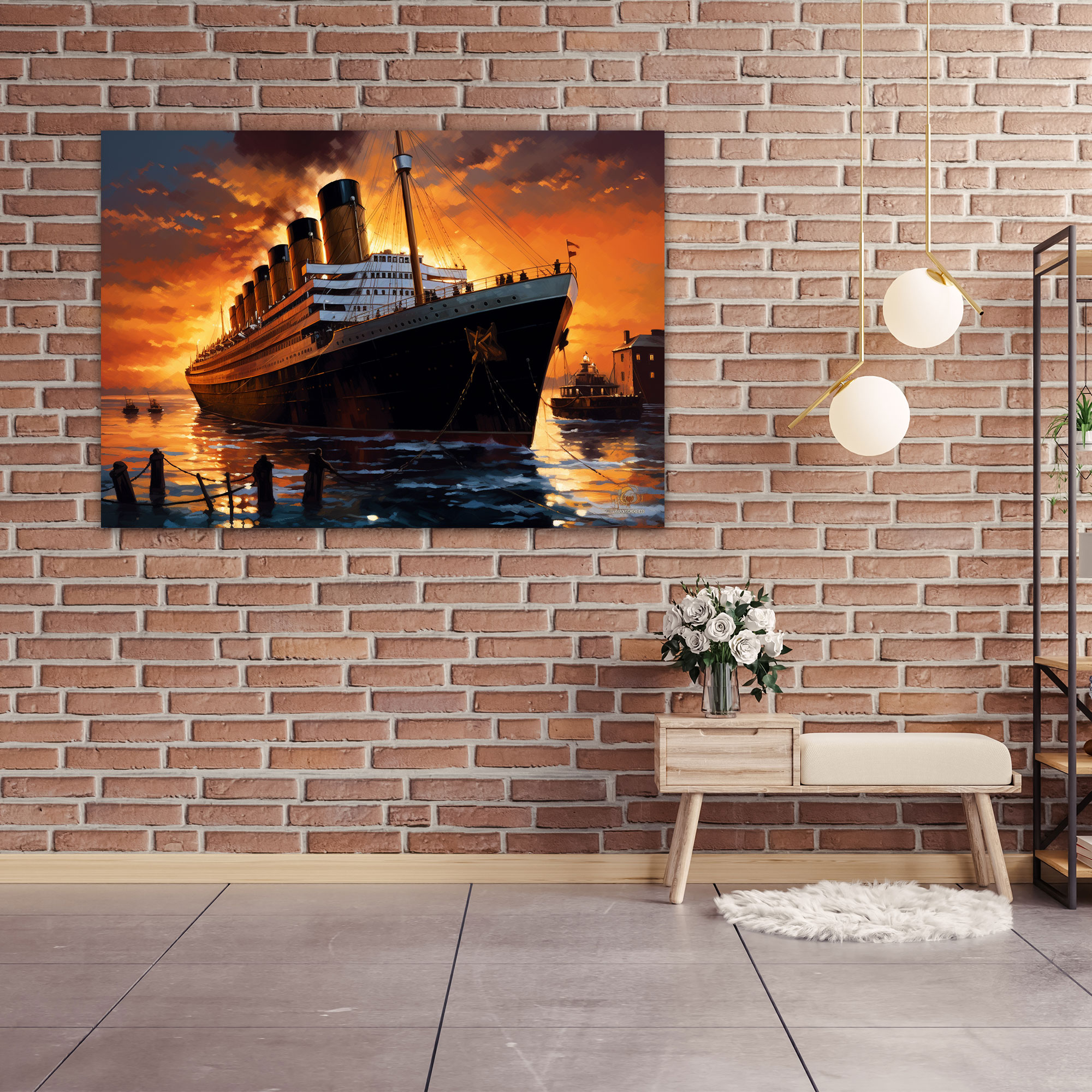 Titanic Duvar Sanatı - Vintage Poster Tasarımı - Titanic Okyanus Gemisi Zarafet Büyüklük