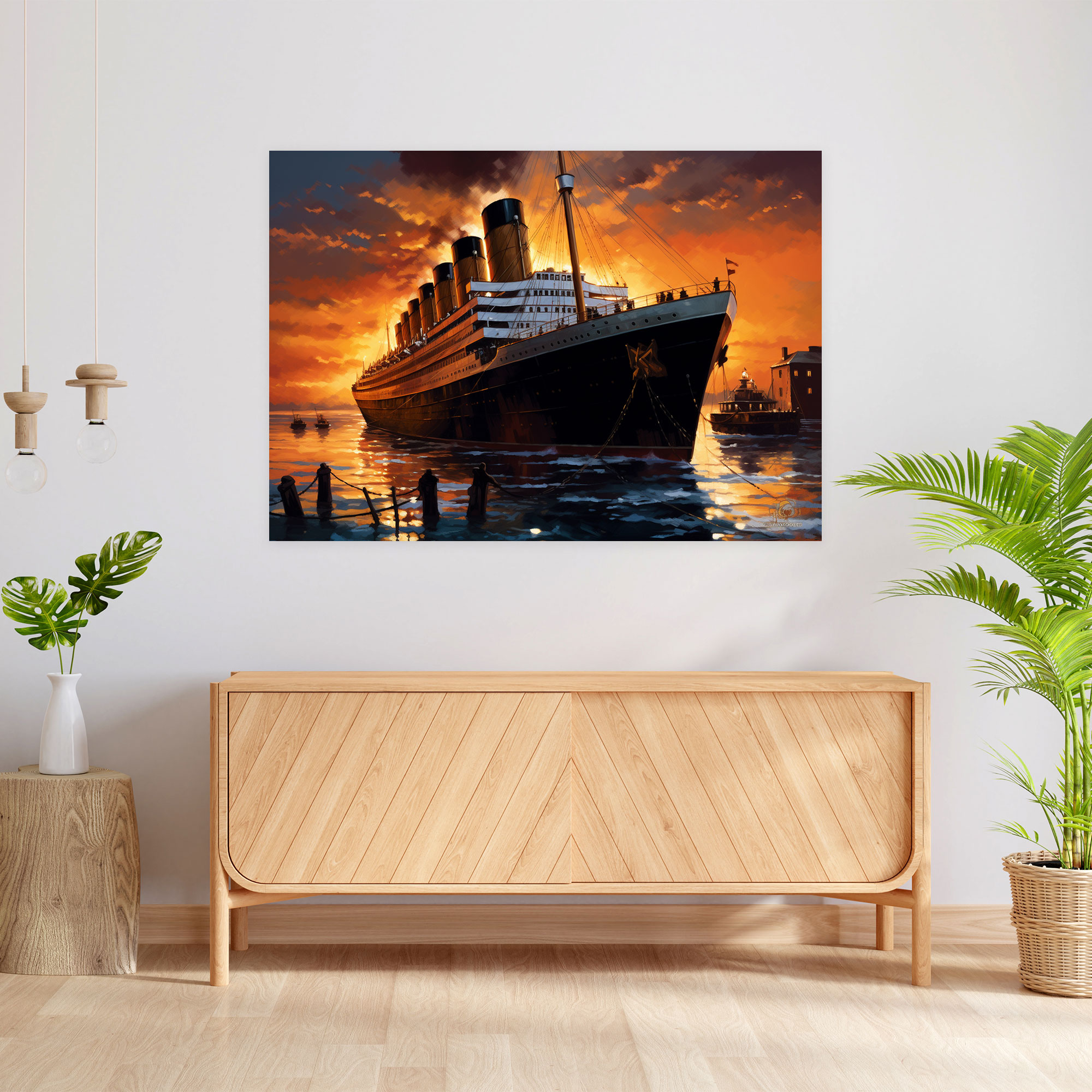 Titanic Duvar Sanatı - Vintage Poster Tasarımı - Titanic Okyanus Gemisi Zarafet Büyüklük
