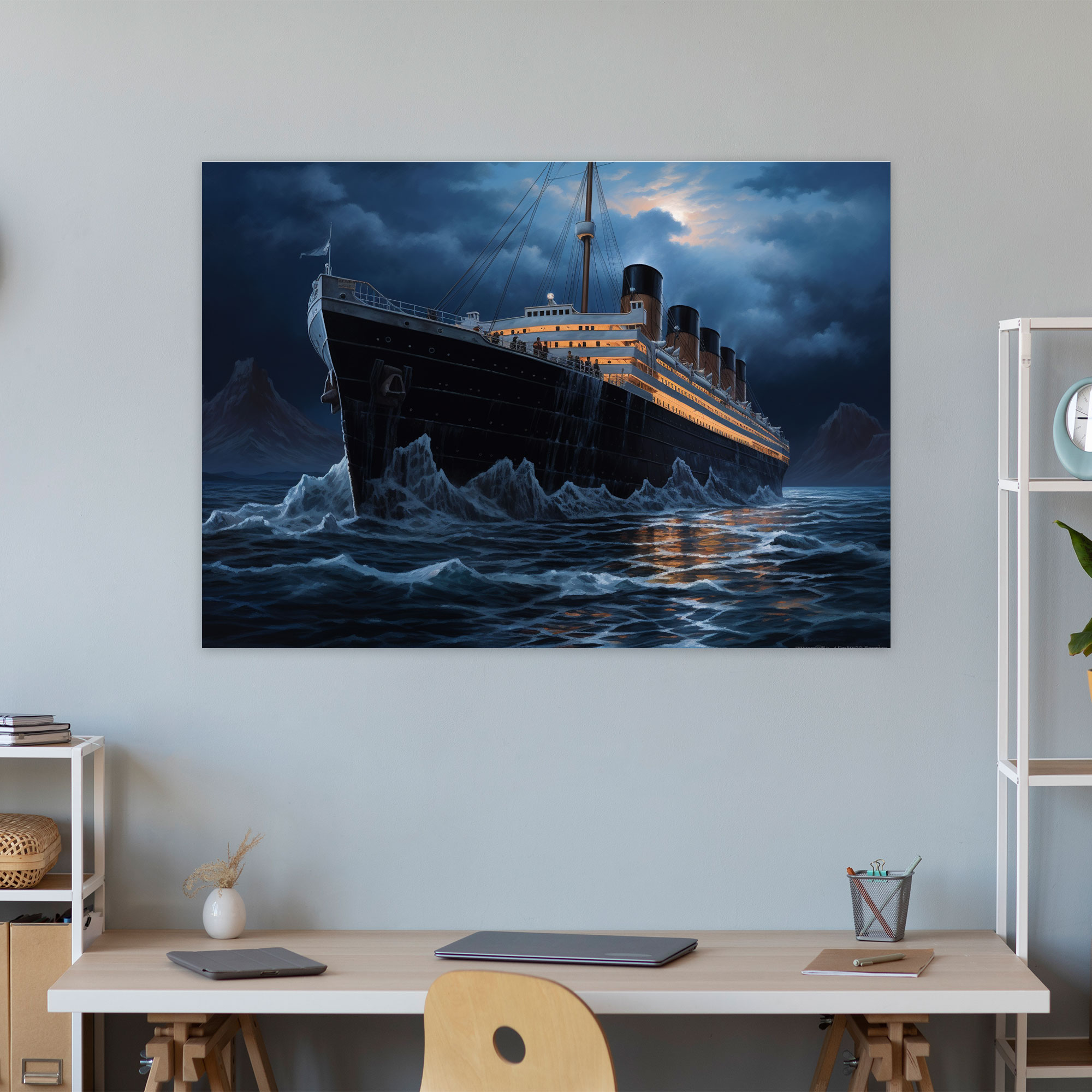 Titanic Canvas Print - Realistic Oil Painting - Titanic, Oil Painting, Canvas, Iceberg