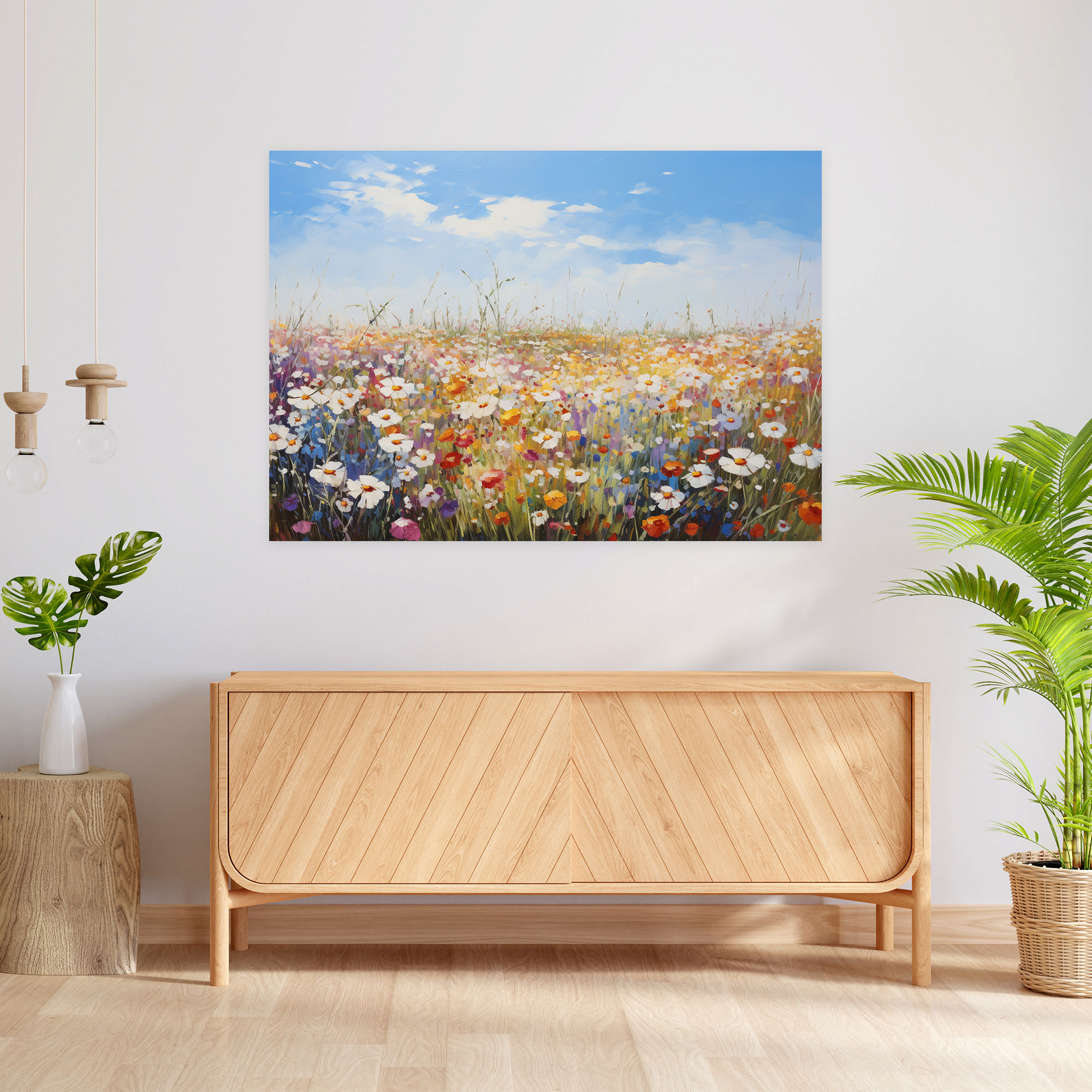 Travel Canvas Print - Blooming Flower Field - Travel, Home Decoration, Wall Decoration, Canvas