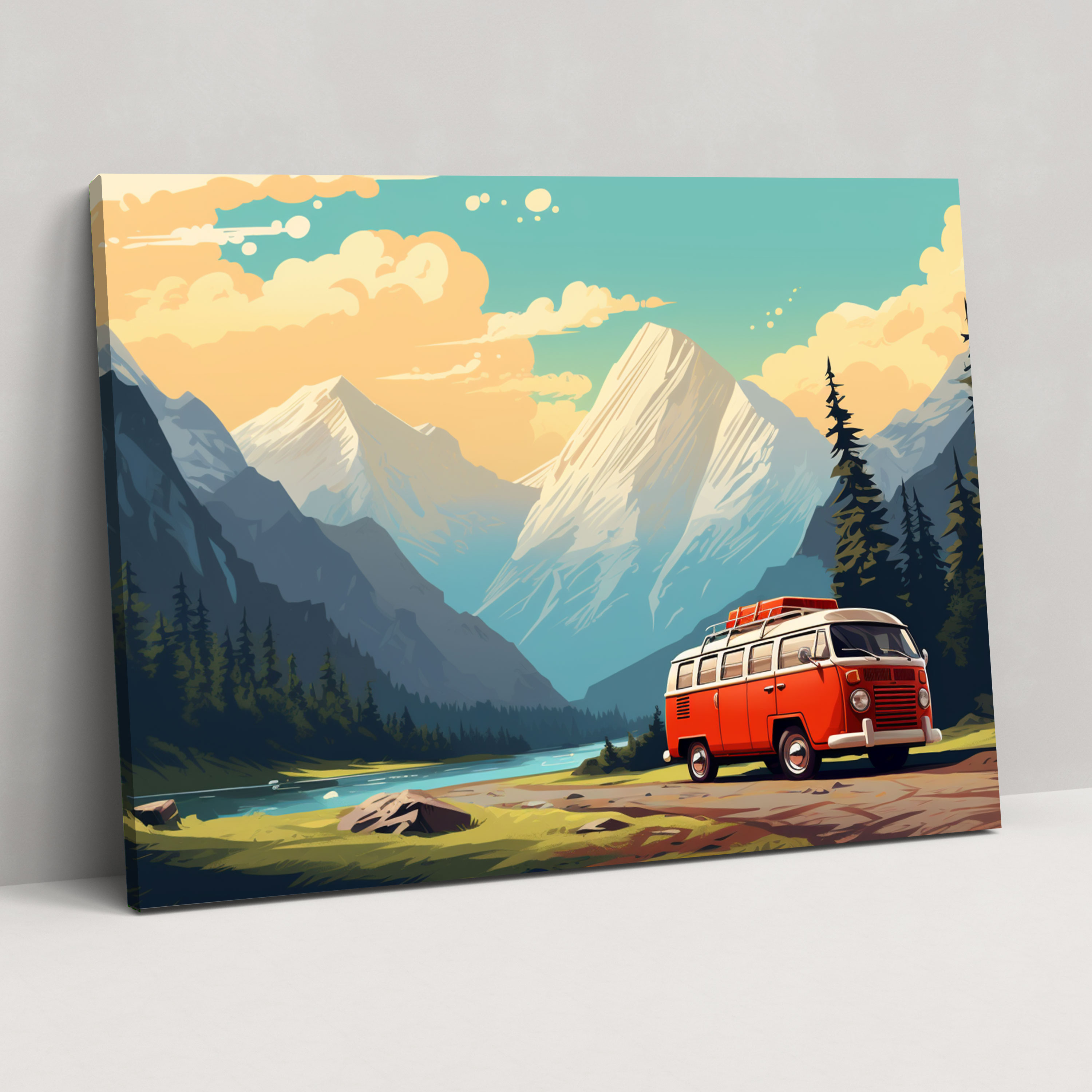 Travel Wall Art - Retro Camper Adventure - Travel, Retro Camper Adventure, Wall Art, Canvas Wall Art