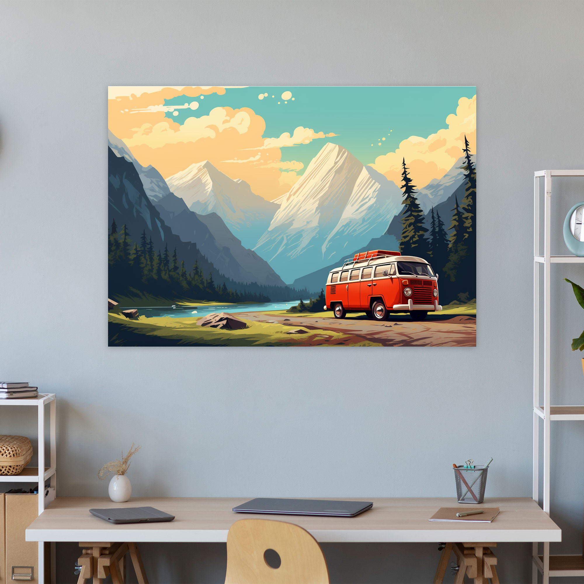 Travel Wall Art - Retro Camper Adventure - Travel, Retro Camper Adventure, Wall Art, Canvas Wall Art