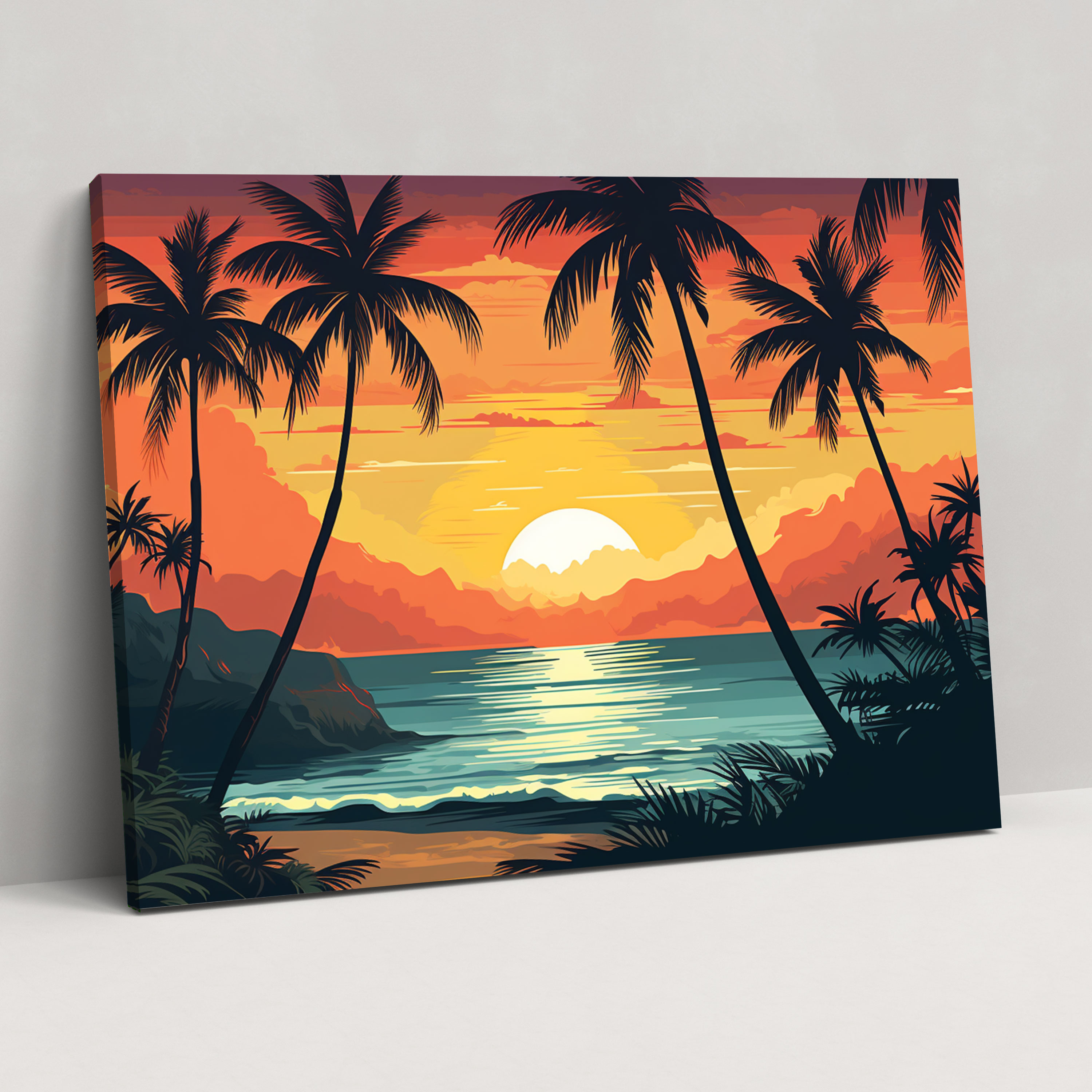 Travel Canvas Print - Retro Beach Scene Wall Art - Travel, Canvas Wall Art, Retro Beach Scene, Canvas Print