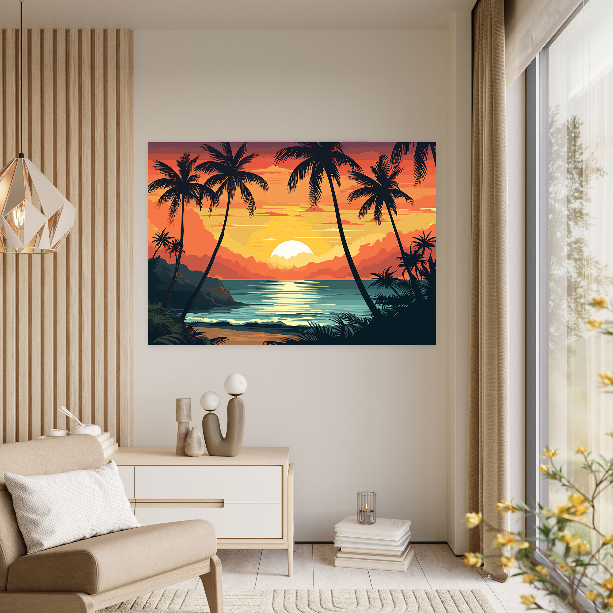 Travel Canvas Print - Retro Beach Scene Wall Art - Travel, Canvas Wall Art, Retro Beach Scene, Canvas Print