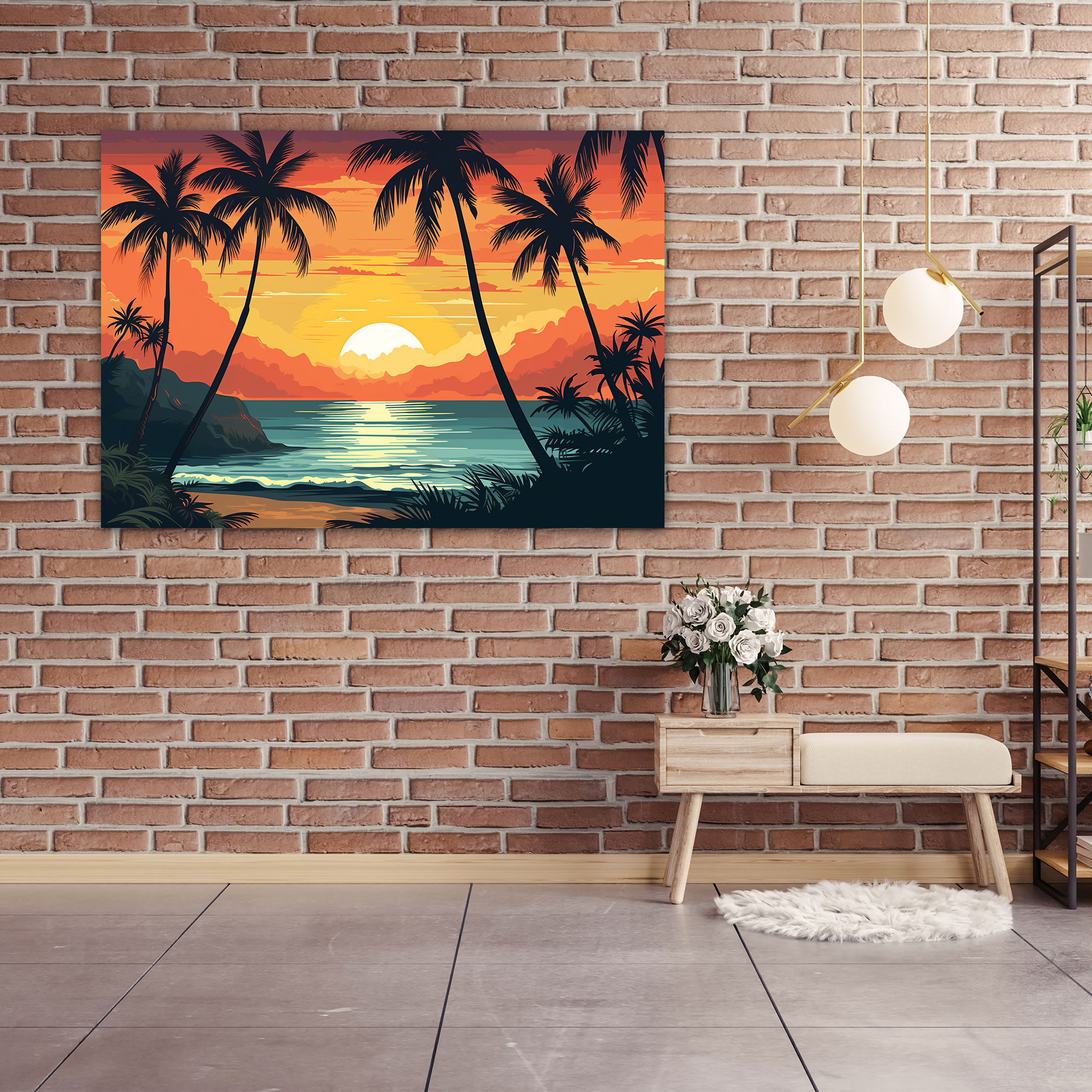 Travel Canvas Print - Retro Beach Scene Wall Art - Travel, Canvas Wall Art, Retro Beach Scene, Canvas Print