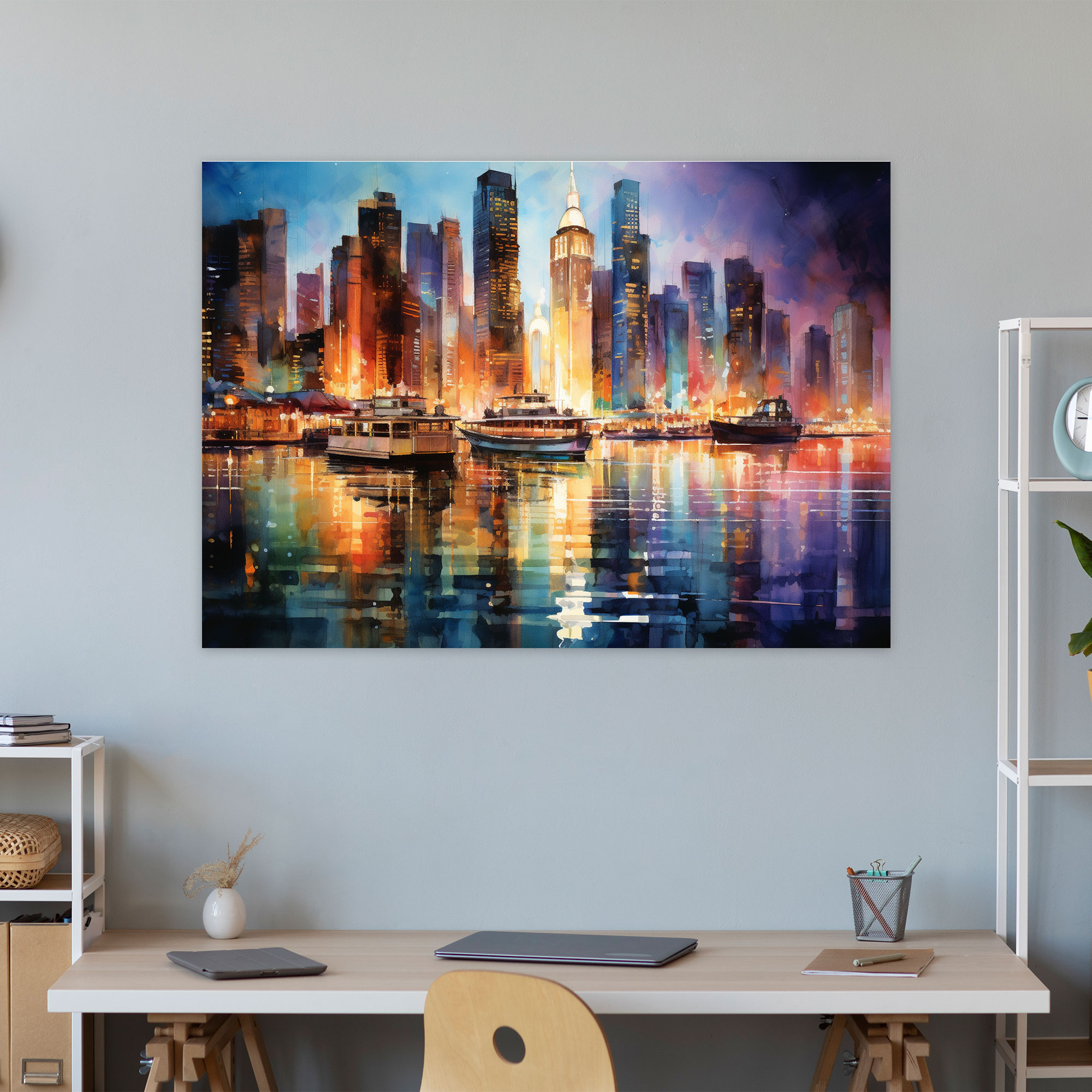 Travel Wall Art - Cityscape At Night Canvas Print - Travel, Urban Travel, Vibrant Energy, Wall Art